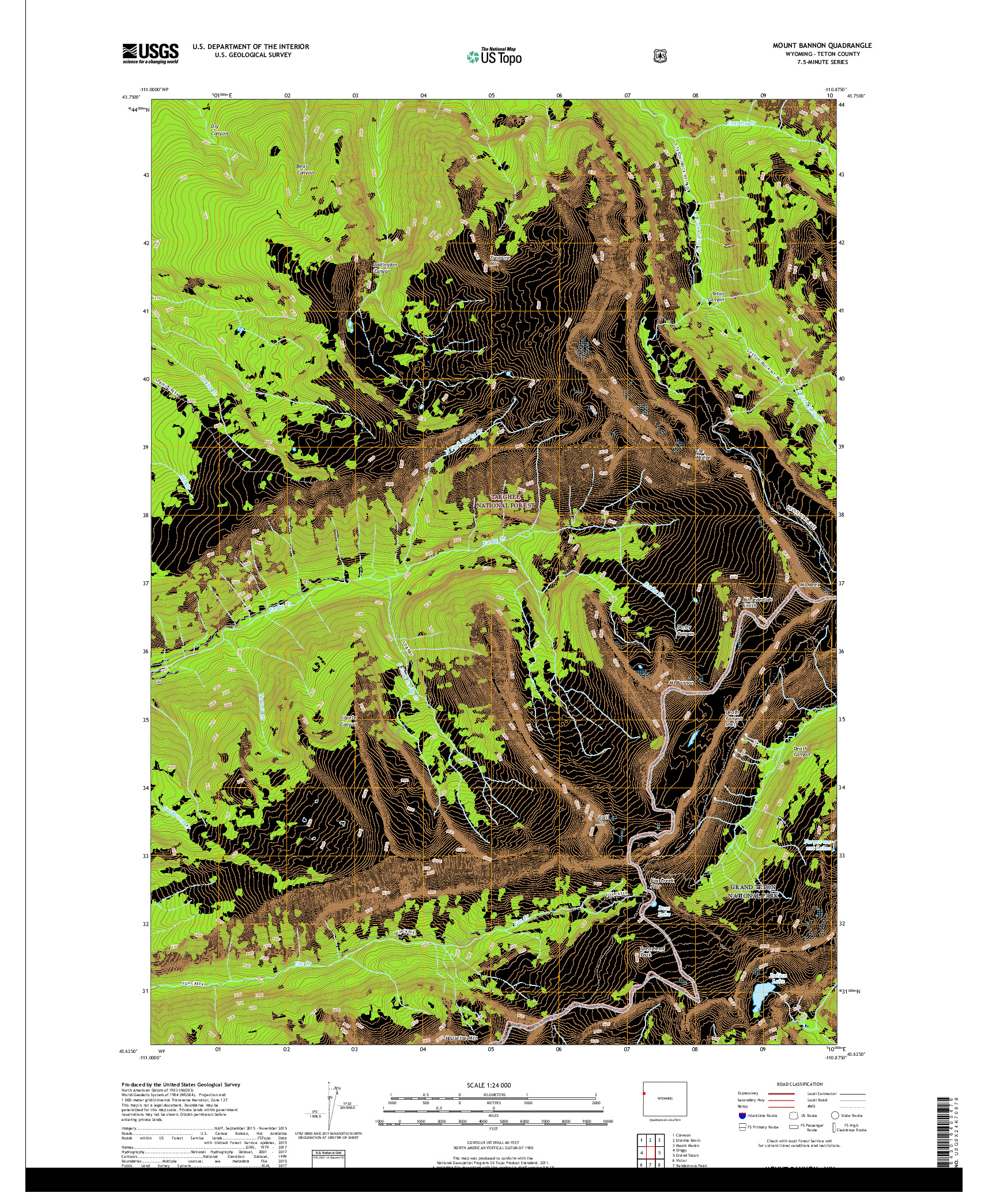 USGS US TOPO 7.5-MINUTE MAP FOR MOUNT BANNON, WY 2017