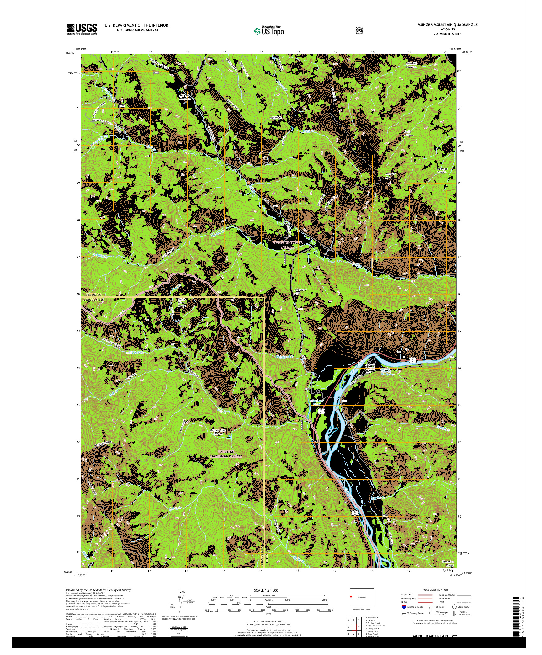 USGS US TOPO 7.5-MINUTE MAP FOR MUNGER MOUNTAIN, WY 2017