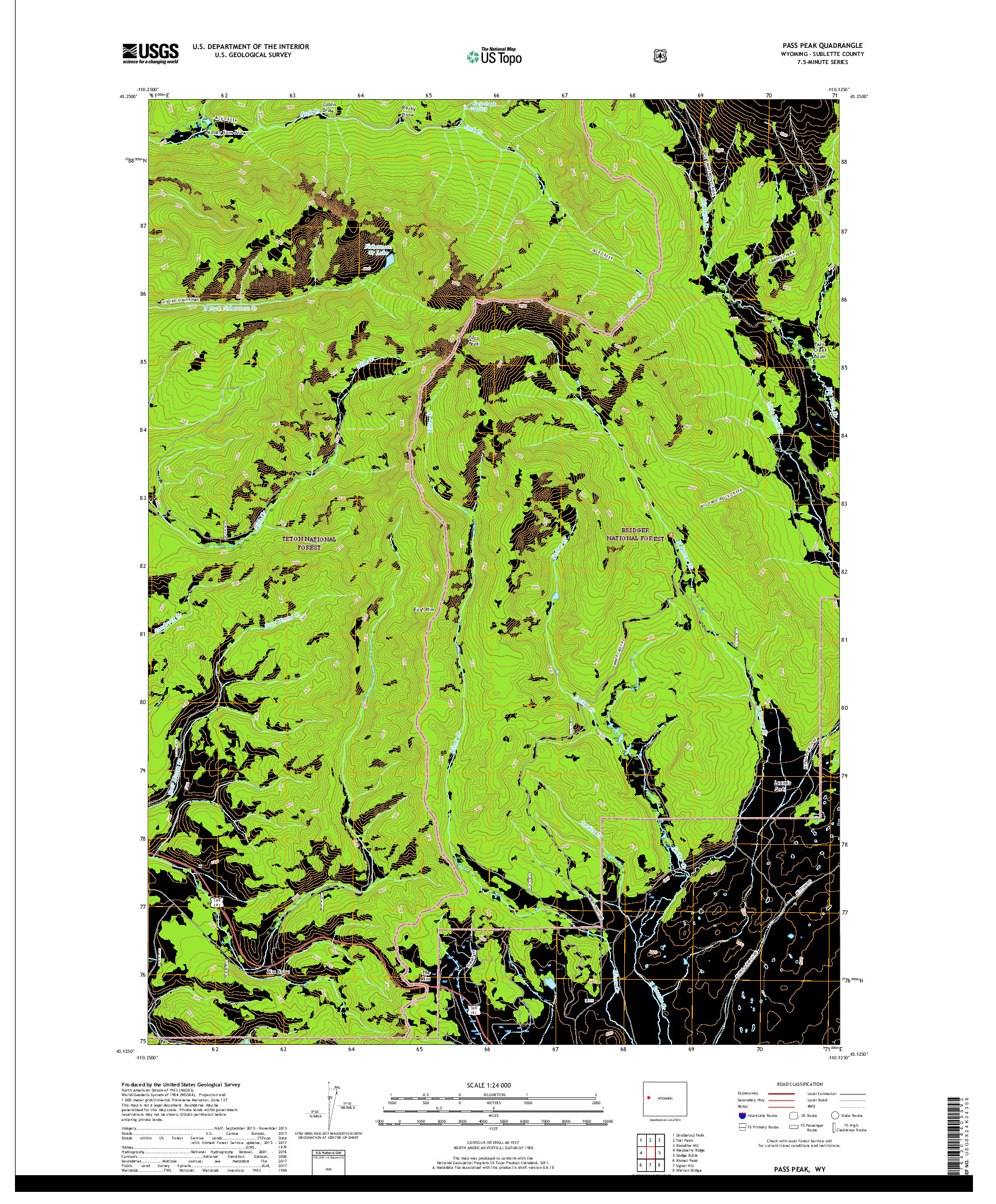 USGS US TOPO 7.5-MINUTE MAP FOR PASS PEAK, WY 2017