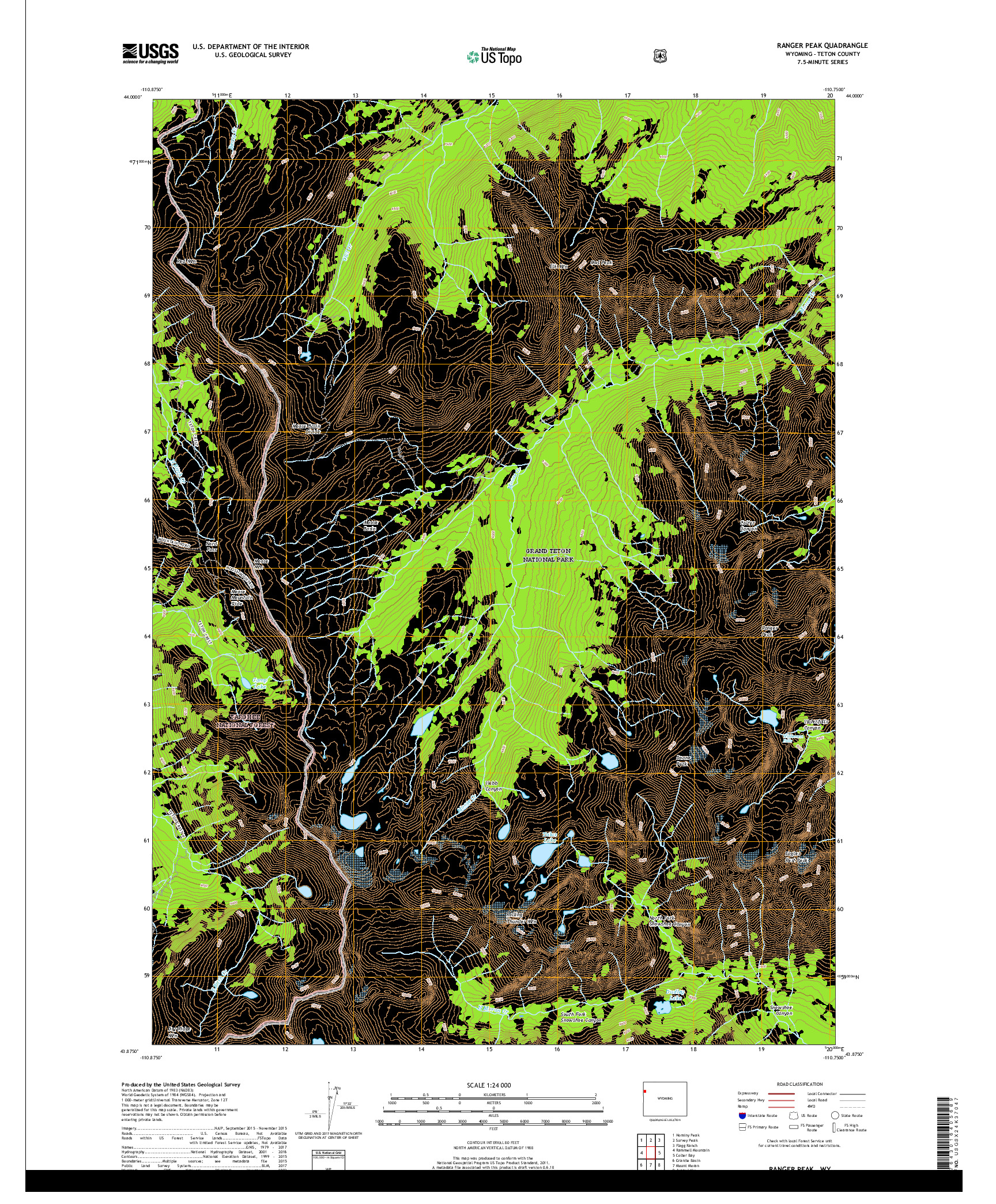 USGS US TOPO 7.5-MINUTE MAP FOR RANGER PEAK, WY 2017