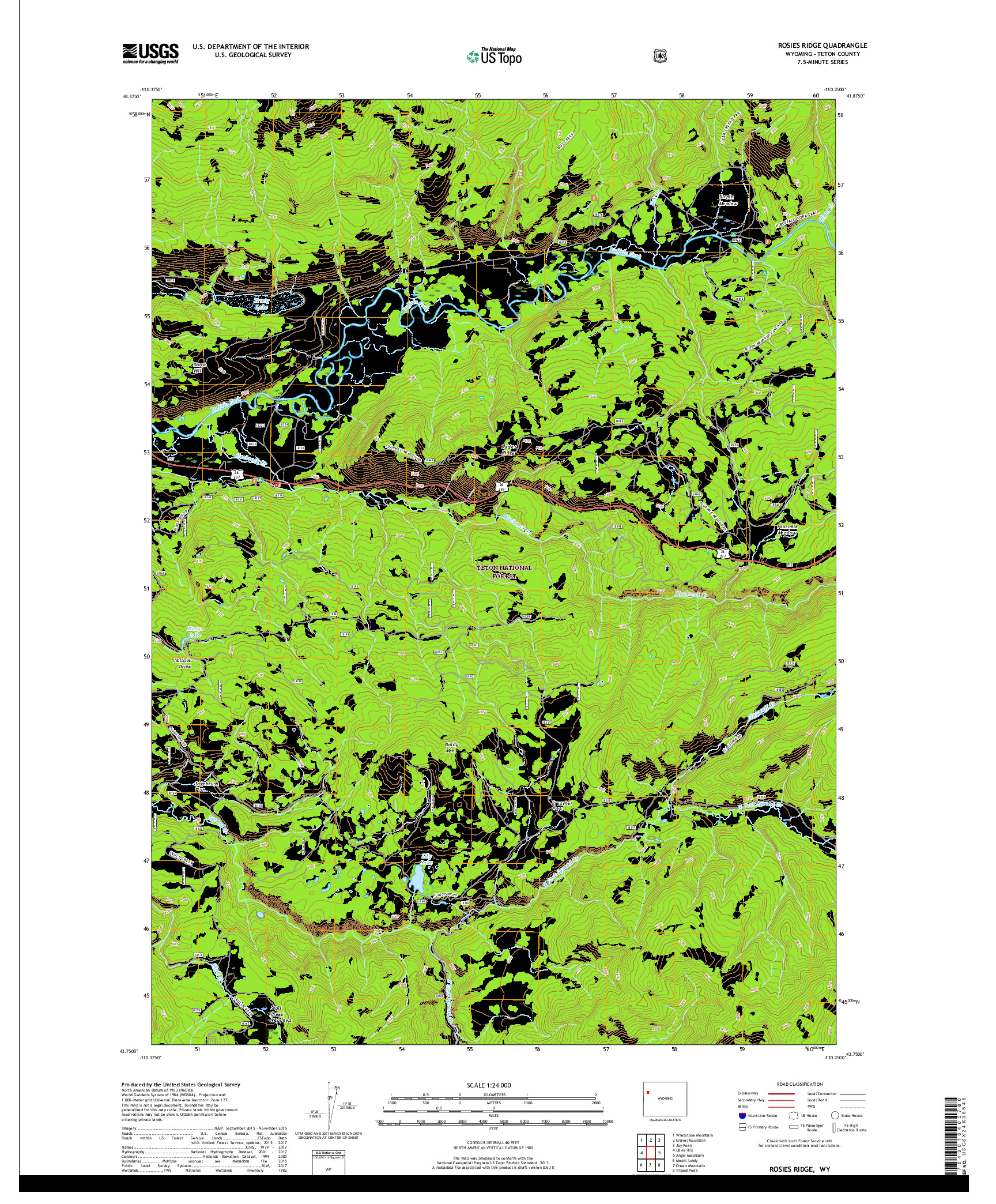 USGS US TOPO 7.5-MINUTE MAP FOR ROSIES RIDGE, WY 2017