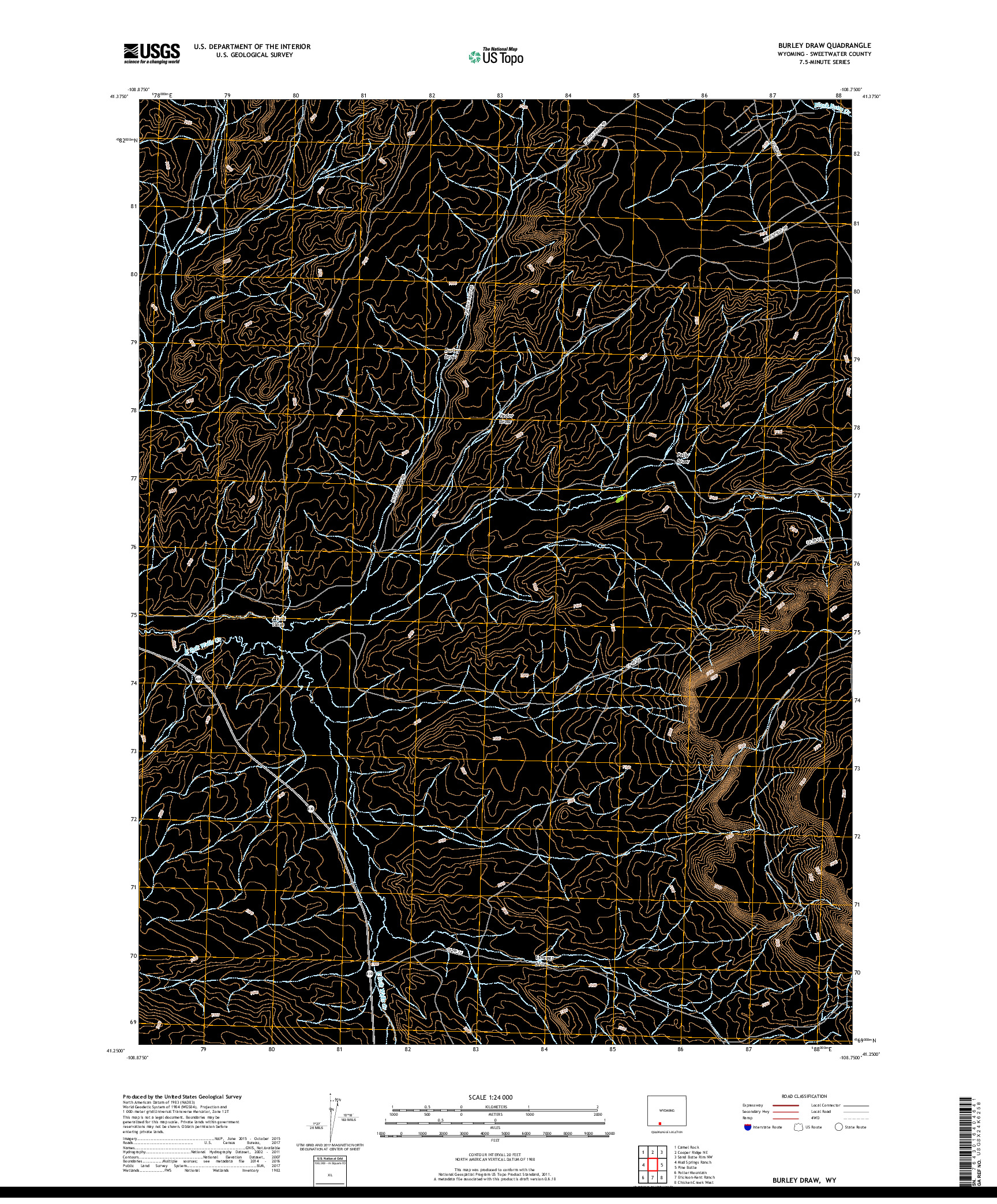 USGS US TOPO 7.5-MINUTE MAP FOR BURLEY DRAW, WY 2017