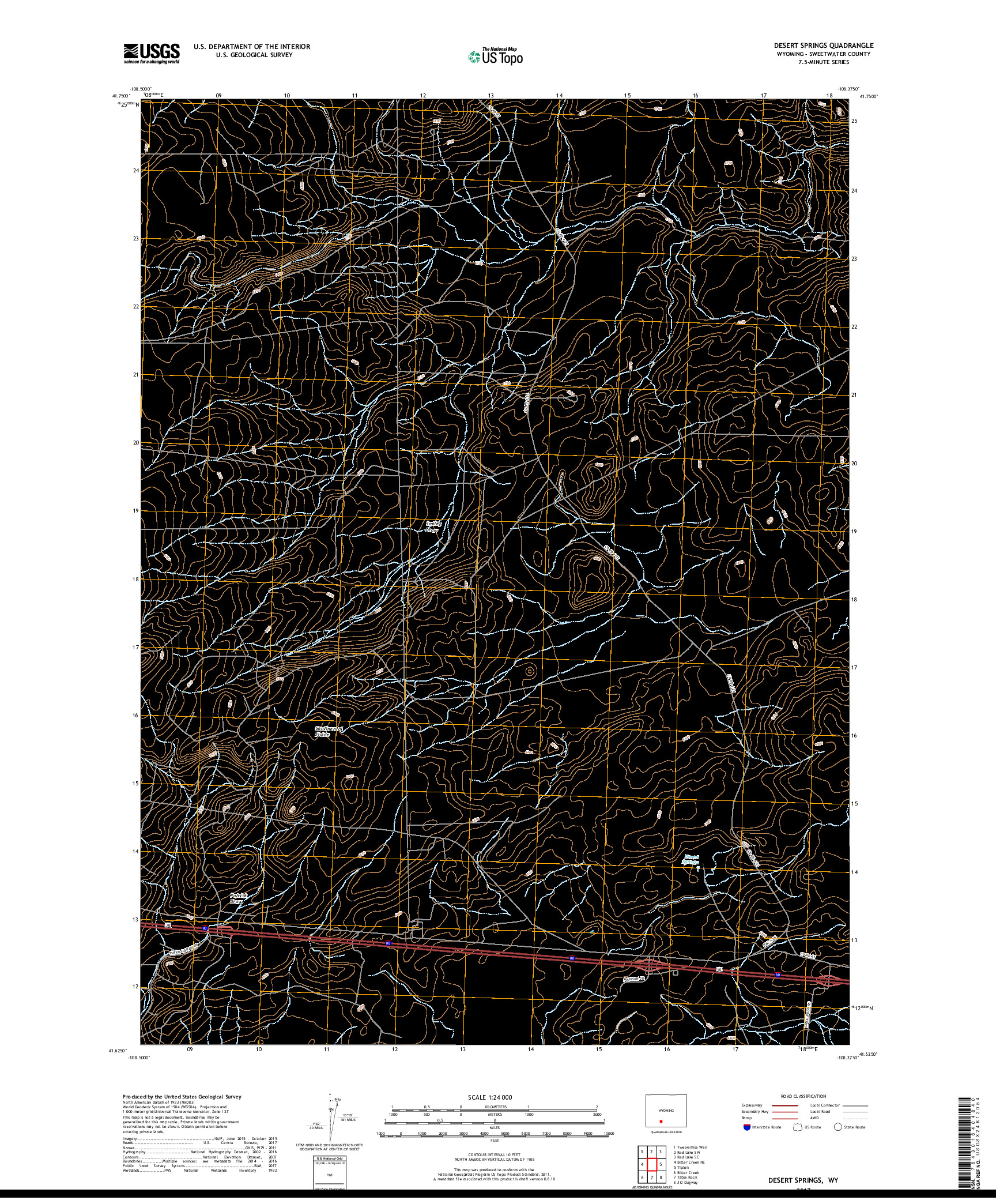 USGS US TOPO 7.5-MINUTE MAP FOR DESERT SPRINGS, WY 2017