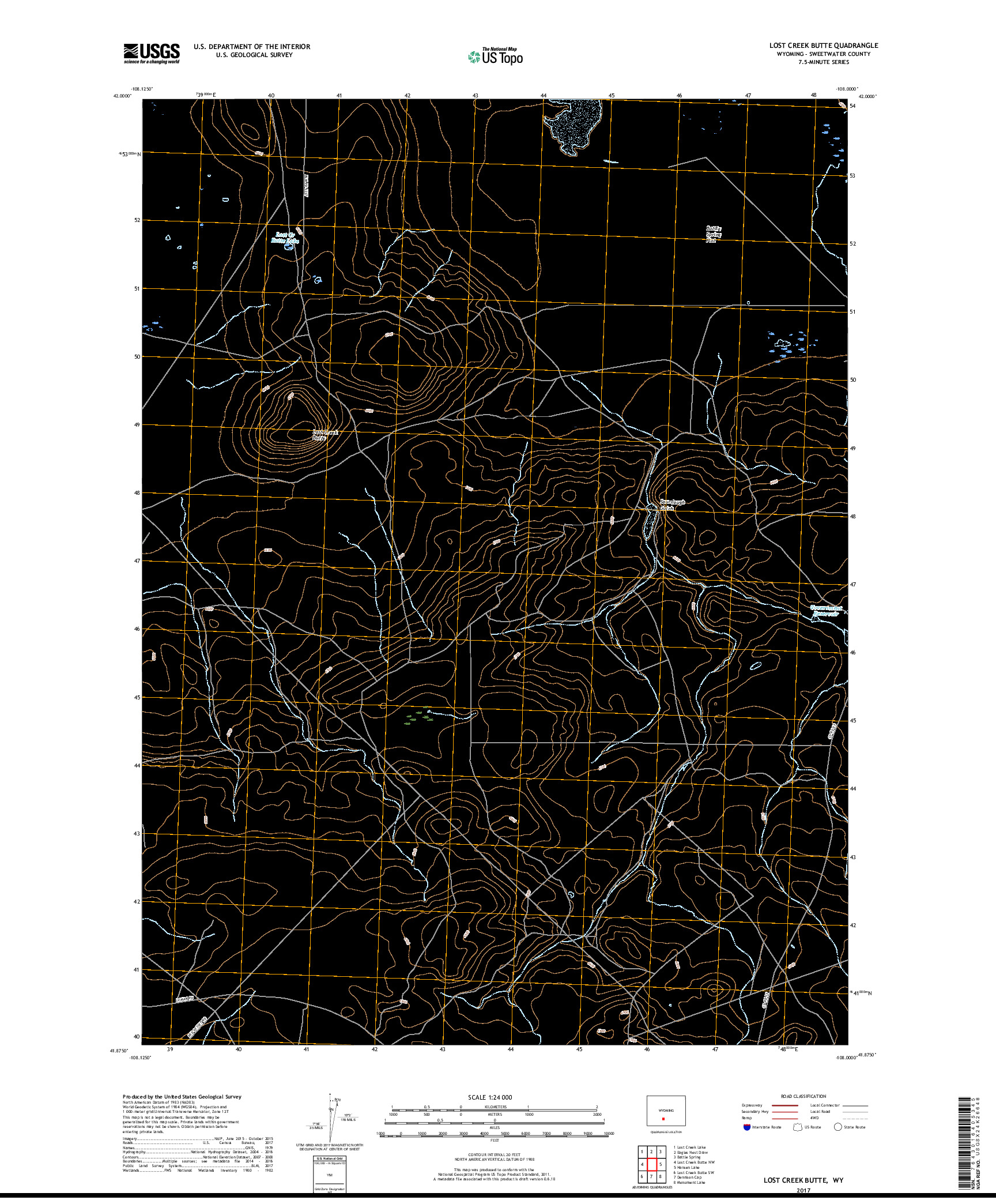 USGS US TOPO 7.5-MINUTE MAP FOR LOST CREEK BUTTE, WY 2017