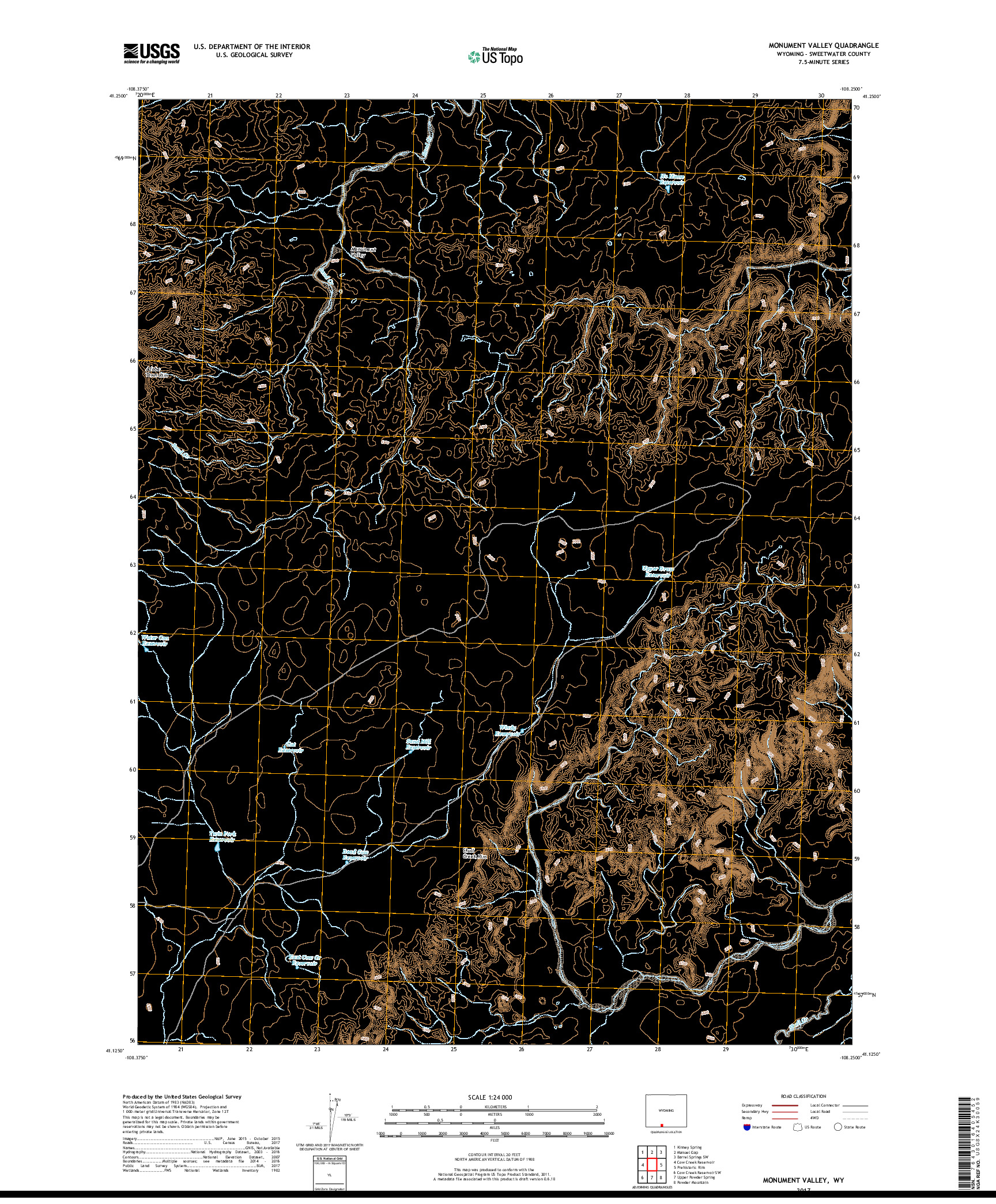 USGS US TOPO 7.5-MINUTE MAP FOR MONUMENT VALLEY, WY 2017