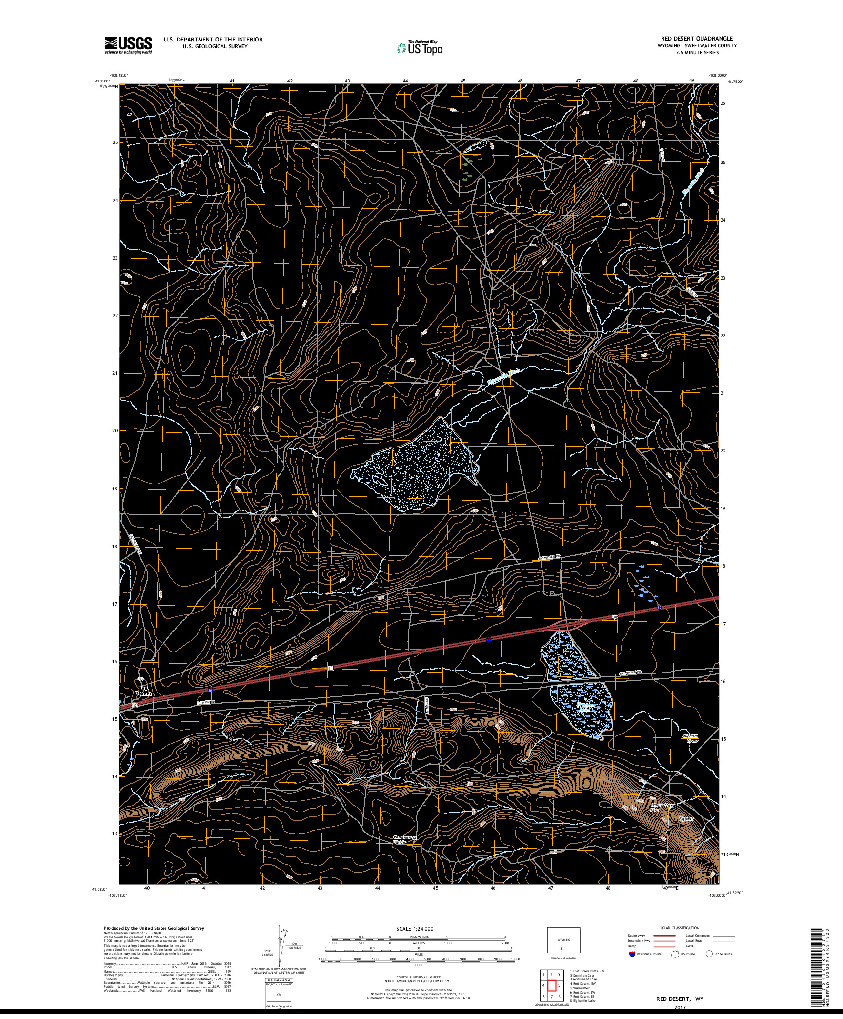 USGS US TOPO 7.5-MINUTE MAP FOR RED DESERT, WY 2017