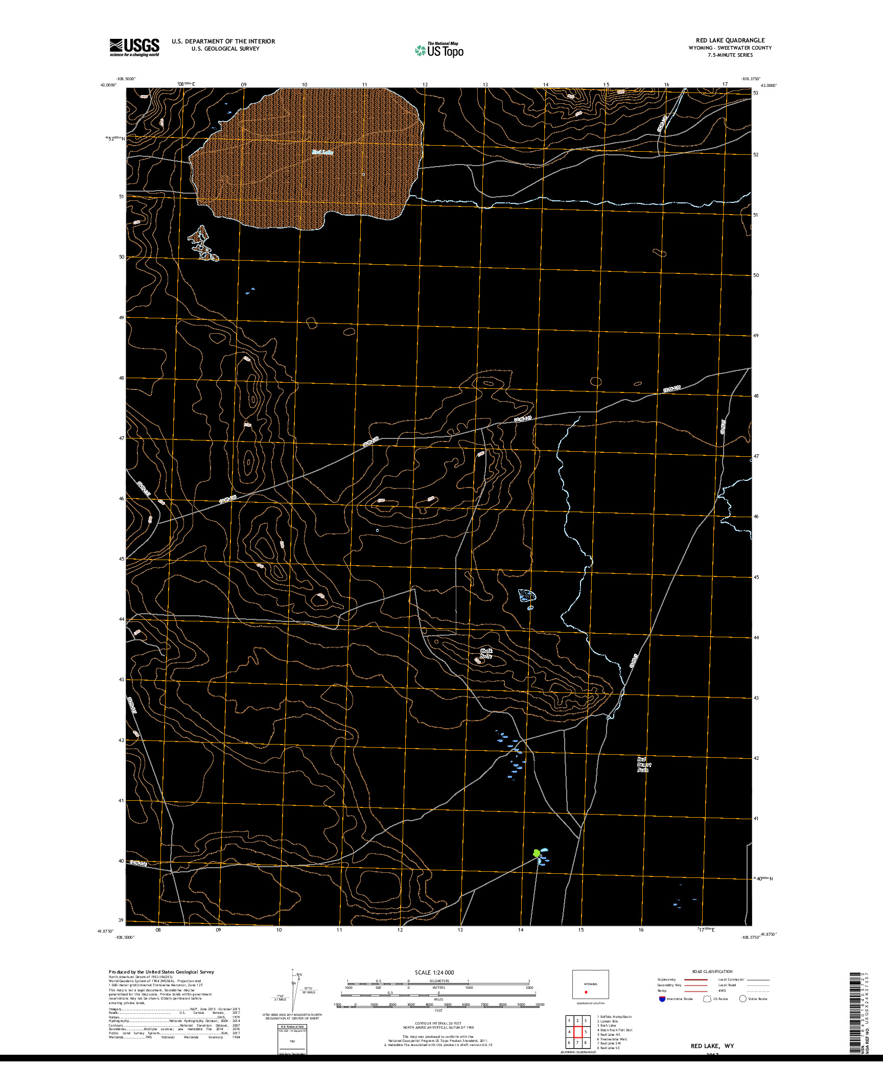 USGS US TOPO 7.5-MINUTE MAP FOR RED LAKE, WY 2017