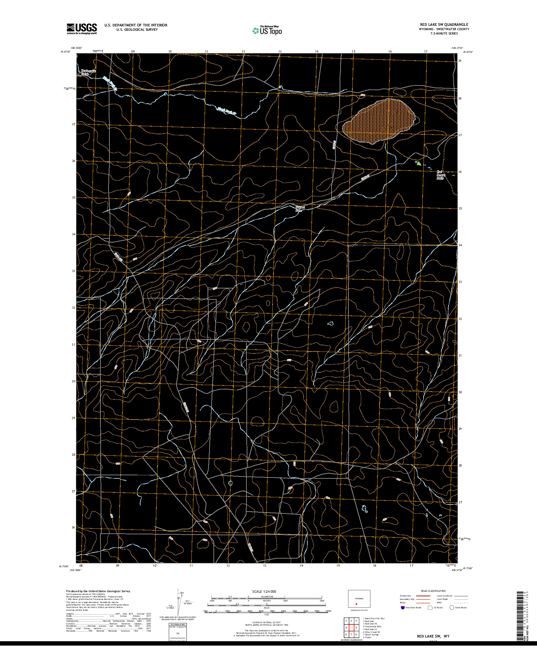 USGS US TOPO 7.5-MINUTE MAP FOR RED LAKE SW, WY 2017