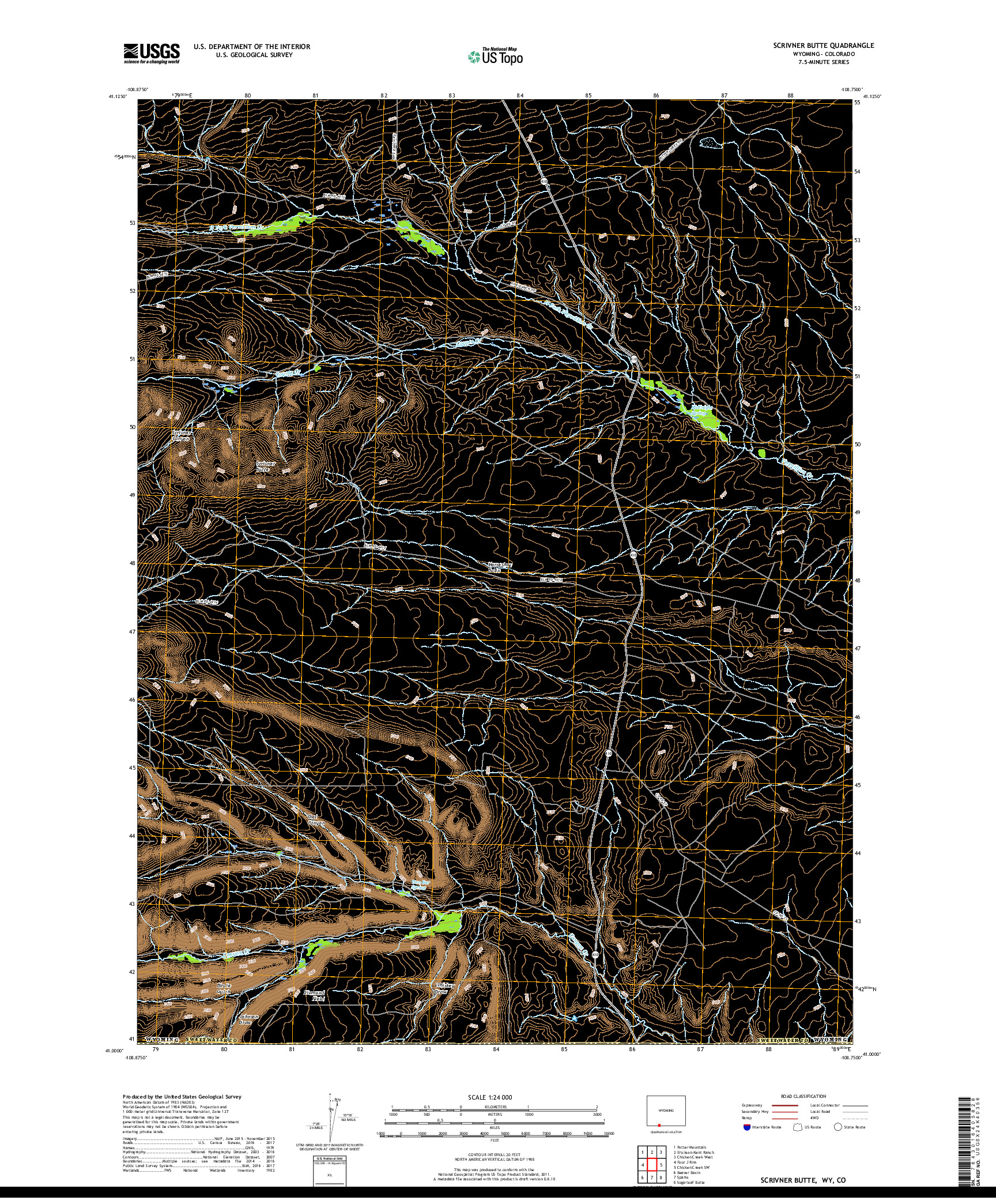 USGS US TOPO 7.5-MINUTE MAP FOR SCRIVNER BUTTE, WY,CO 2017