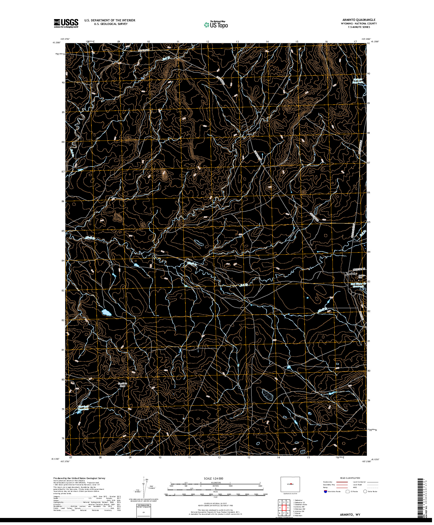 USGS US TOPO 7.5-MINUTE MAP FOR ARMINTO, WY 2017