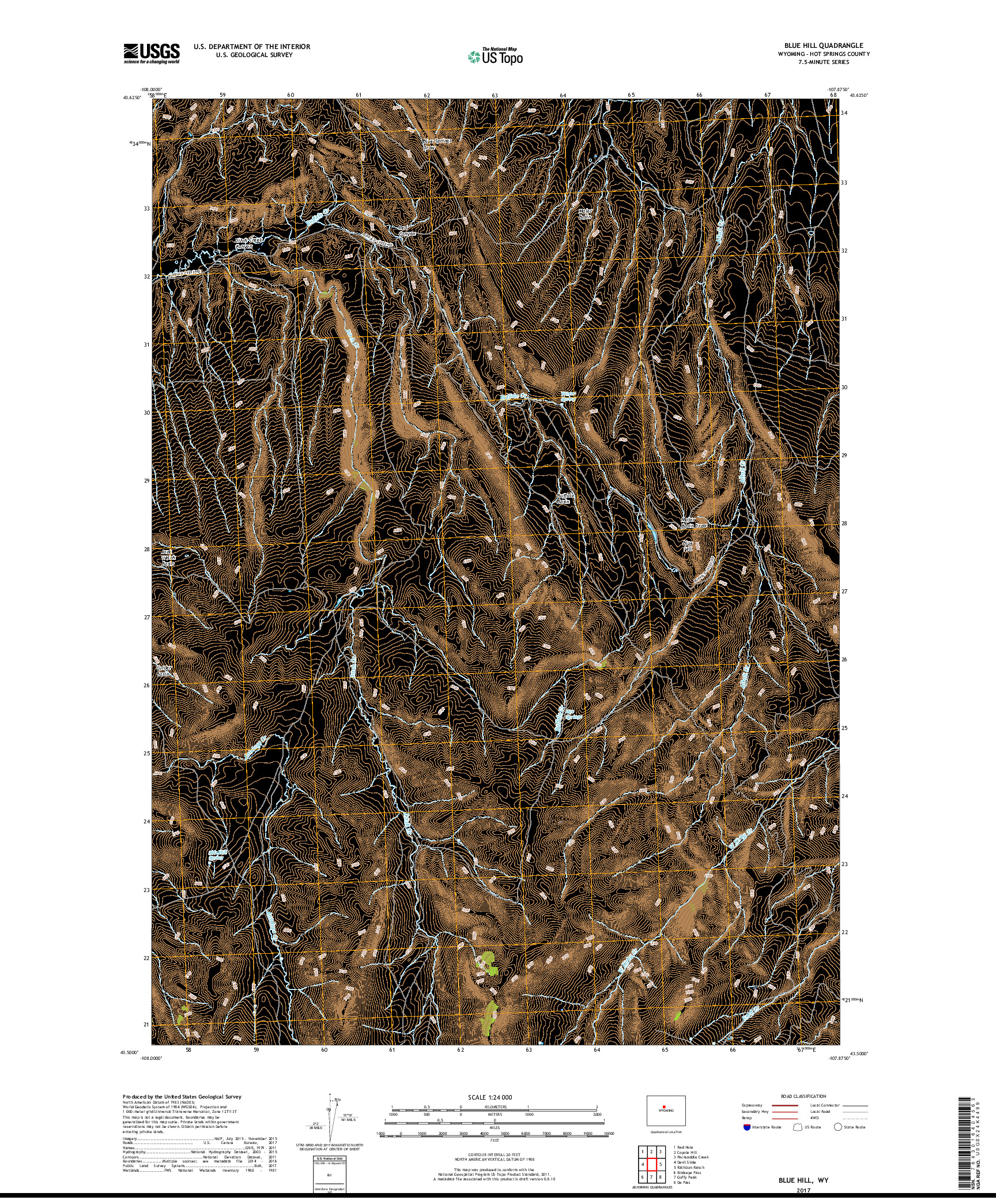 USGS US TOPO 7.5-MINUTE MAP FOR BLUE HILL, WY 2017