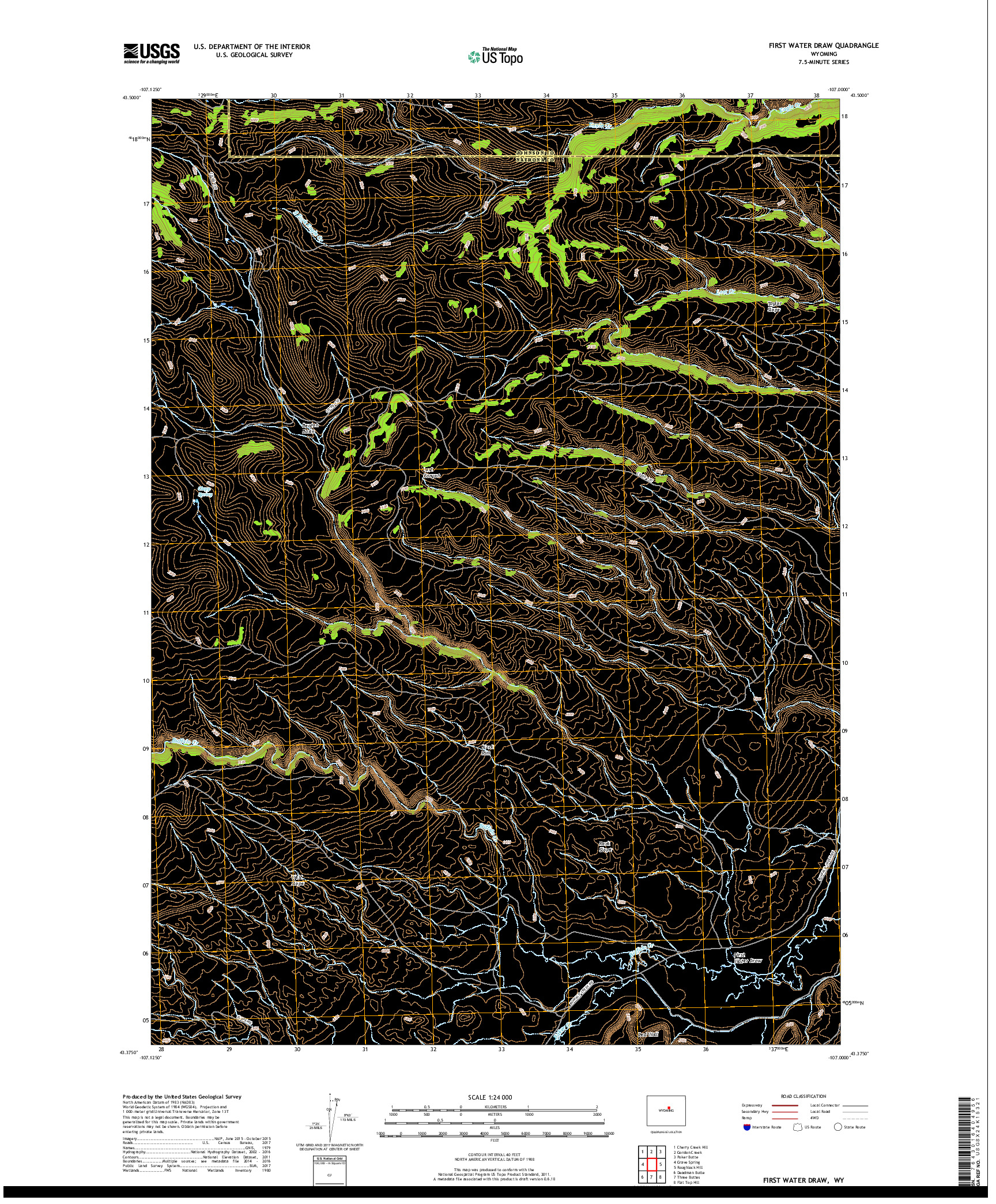 USGS US TOPO 7.5-MINUTE MAP FOR FIRST WATER DRAW, WY 2017