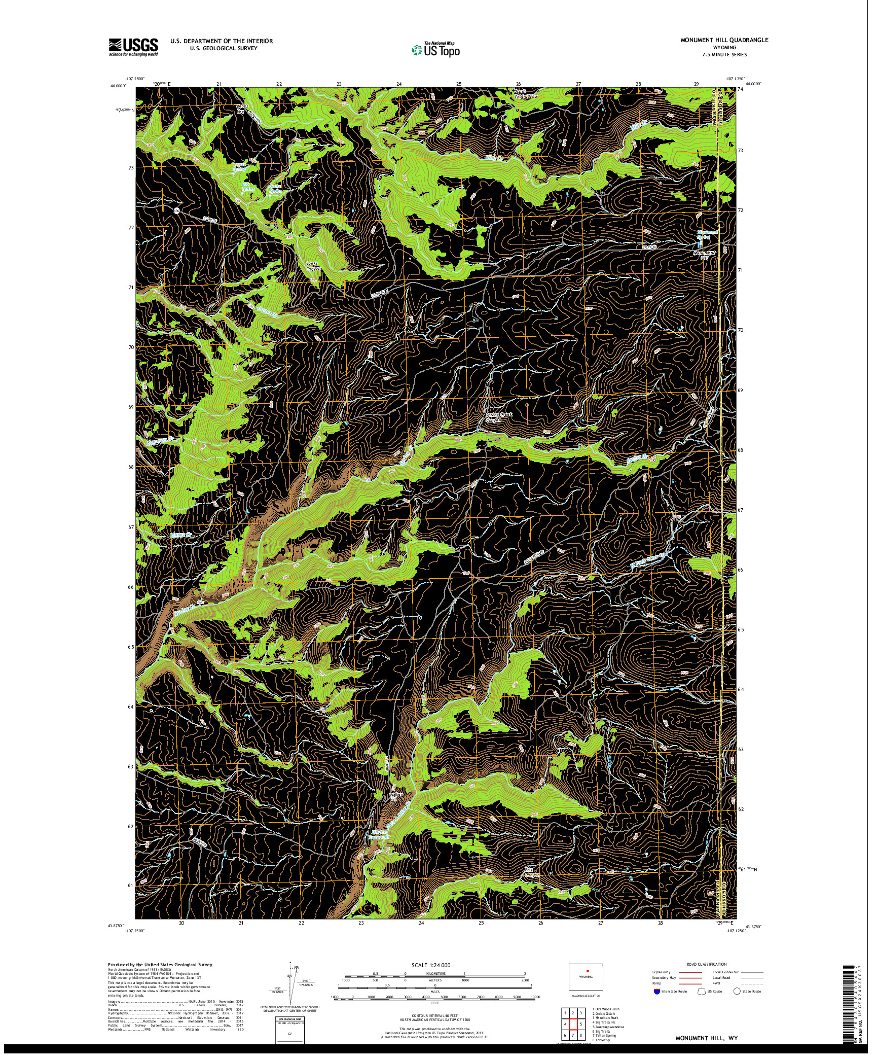 USGS US TOPO 7.5-MINUTE MAP FOR MONUMENT HILL, WY 2017