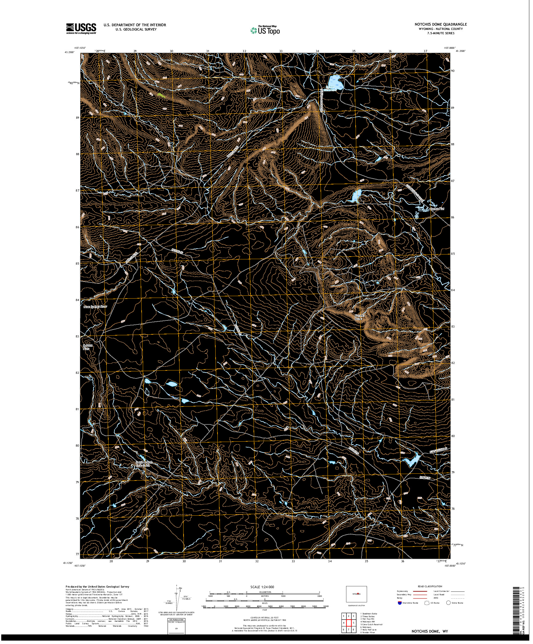 USGS US TOPO 7.5-MINUTE MAP FOR NOTCHES DOME, WY 2017