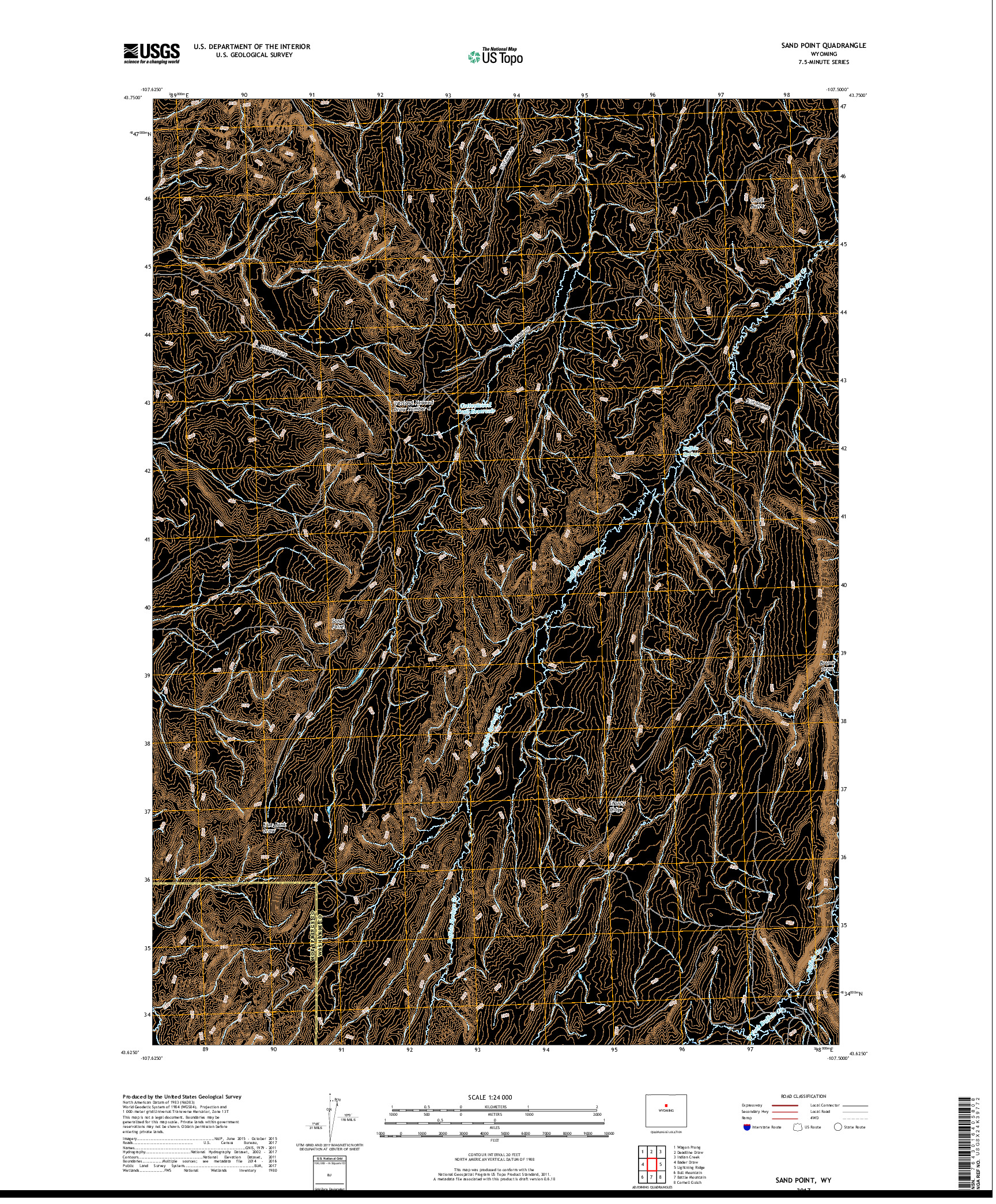 USGS US TOPO 7.5-MINUTE MAP FOR SAND POINT, WY 2017