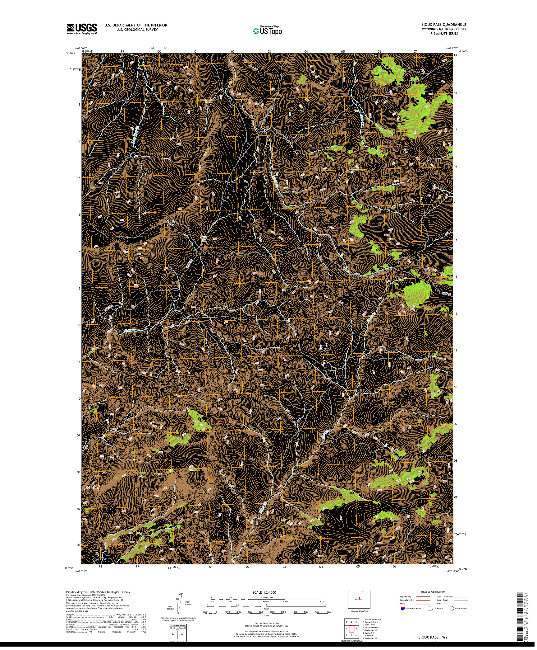 USGS US TOPO 7.5-MINUTE MAP FOR SIOUX PASS, WY 2017