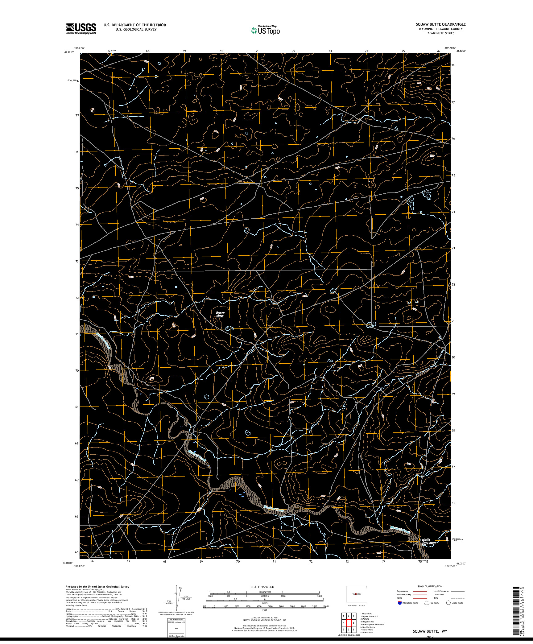 USGS US TOPO 7.5-MINUTE MAP FOR SQUAW BUTTE, WY 2017