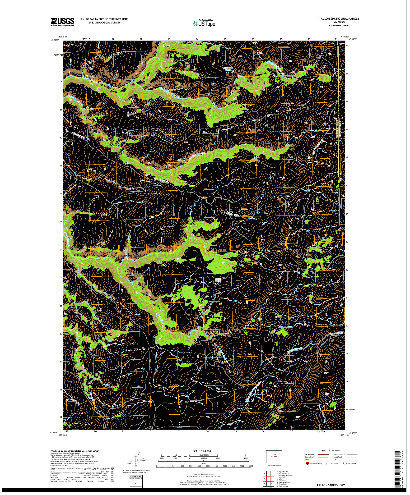 USGS US TOPO 7.5-MINUTE MAP FOR TALLON SPRING, WY 2017