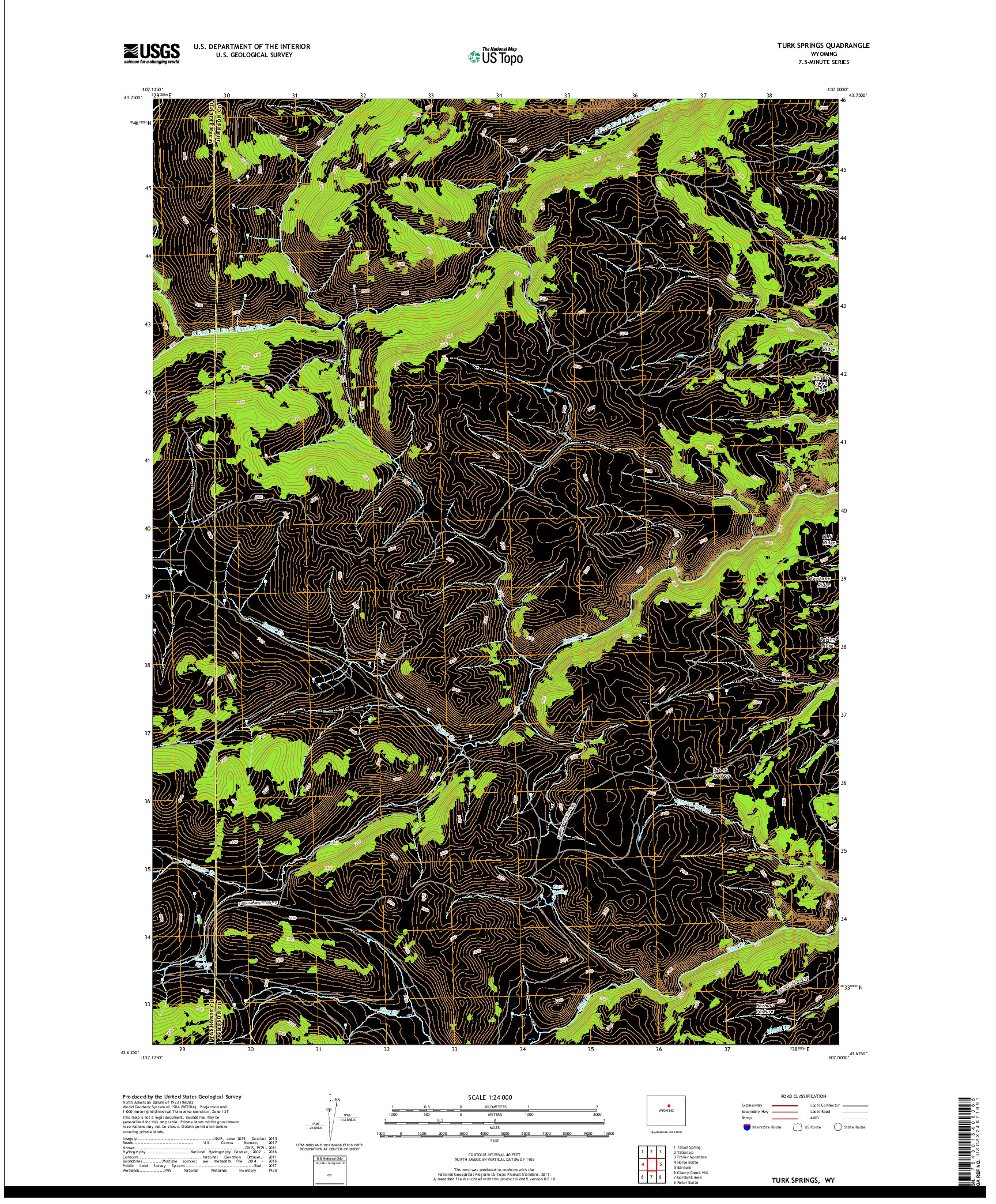 USGS US TOPO 7.5-MINUTE MAP FOR TURK SPRINGS, WY 2017