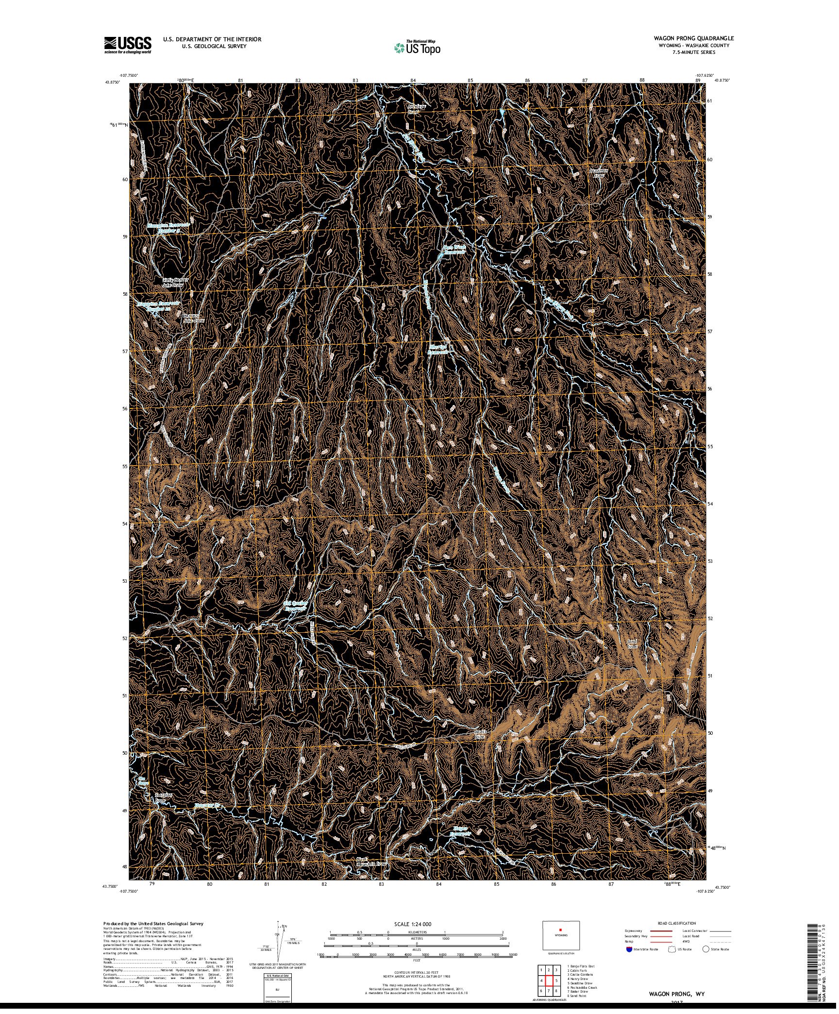 USGS US TOPO 7.5-MINUTE MAP FOR WAGON PRONG, WY 2017