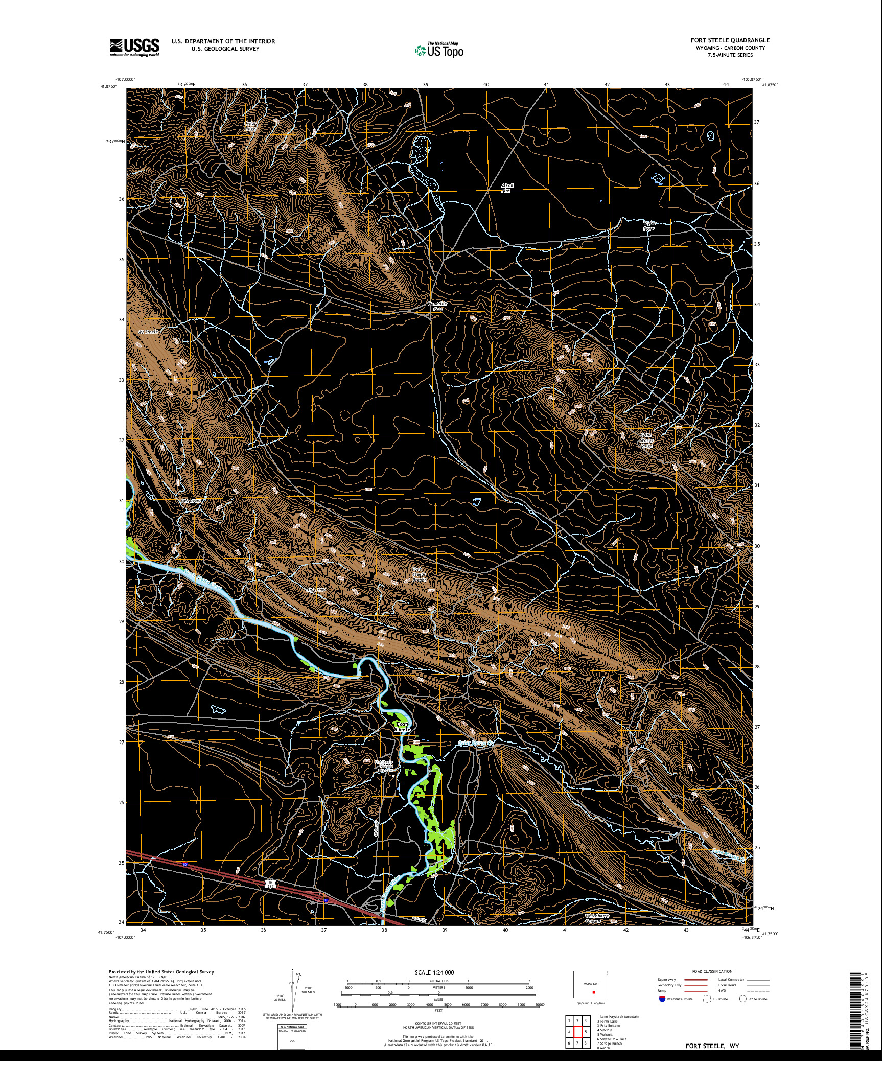 USGS US TOPO 7.5-MINUTE MAP FOR FORT STEELE, WY 2017