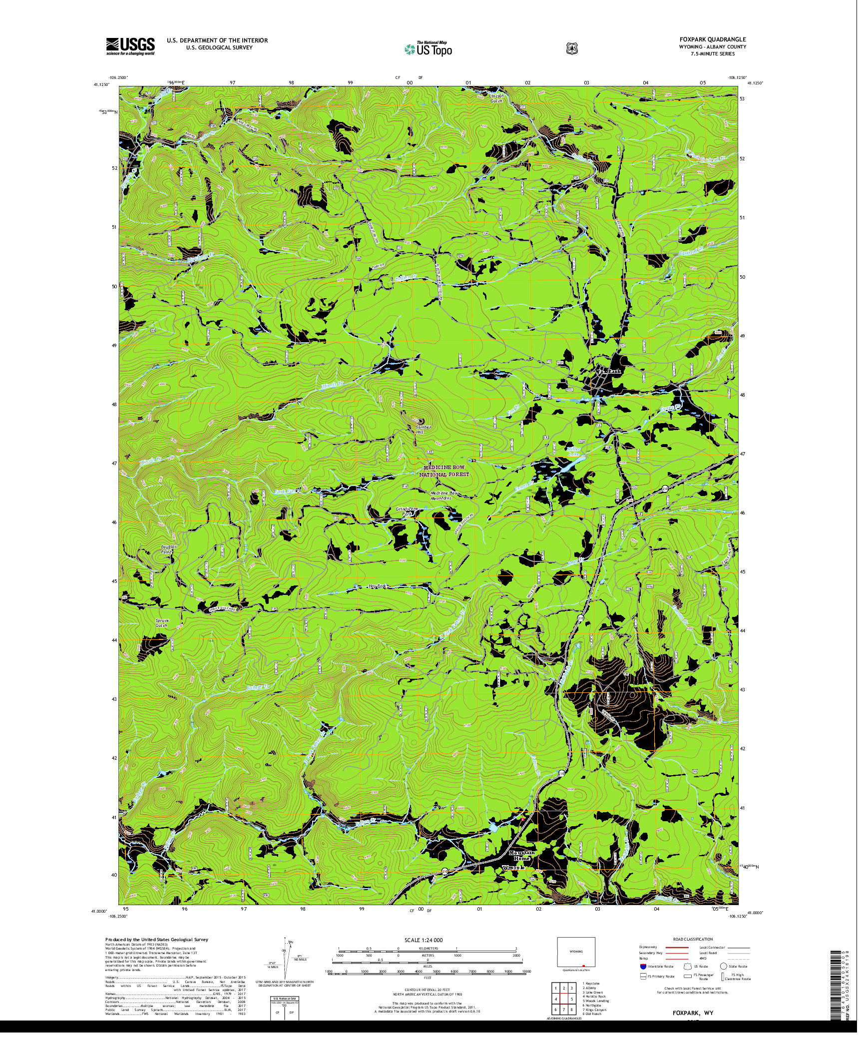 USGS US TOPO 7.5-MINUTE MAP FOR FOXPARK, WY 2017