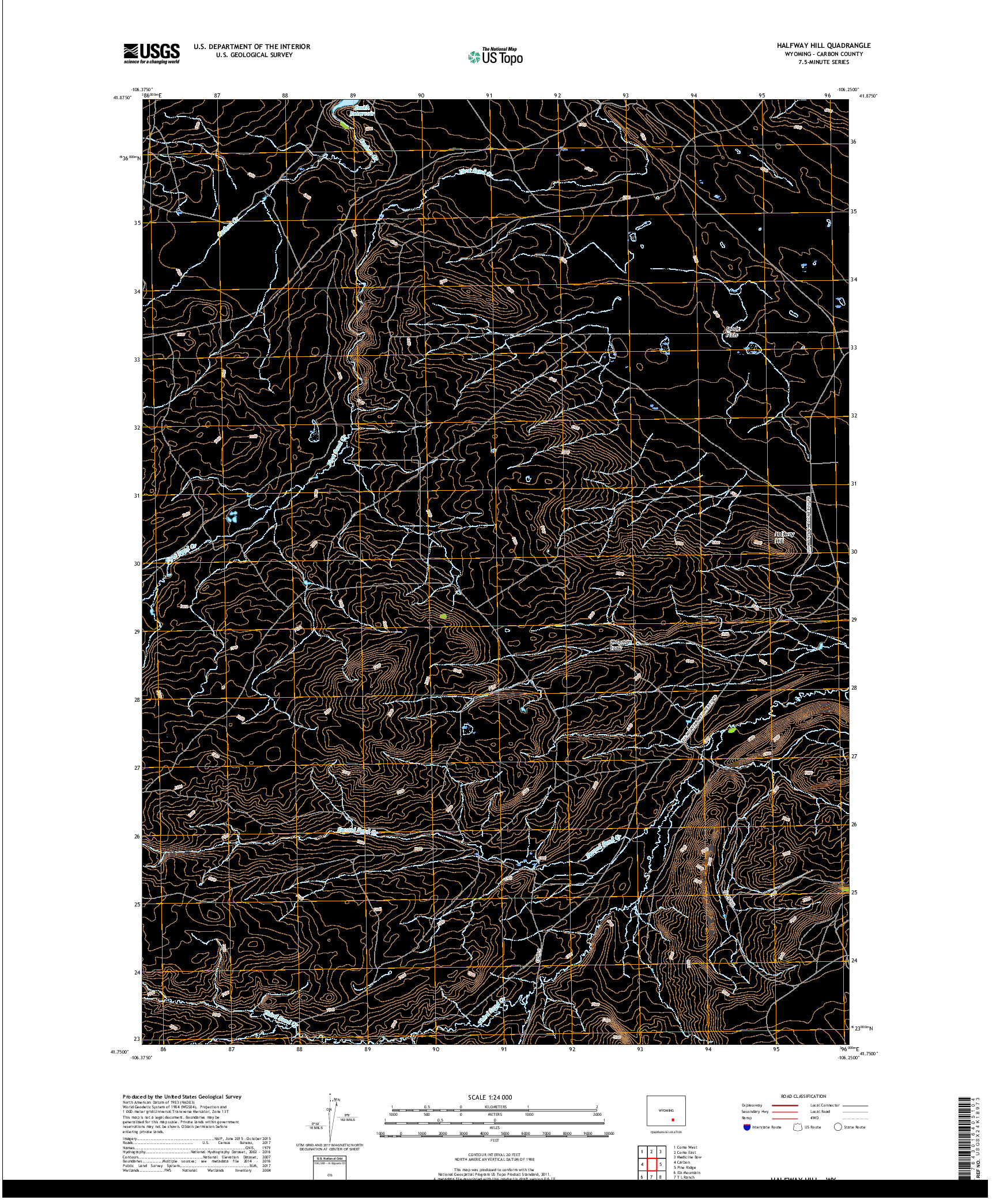 USGS US TOPO 7.5-MINUTE MAP FOR HALFWAY HILL, WY 2017