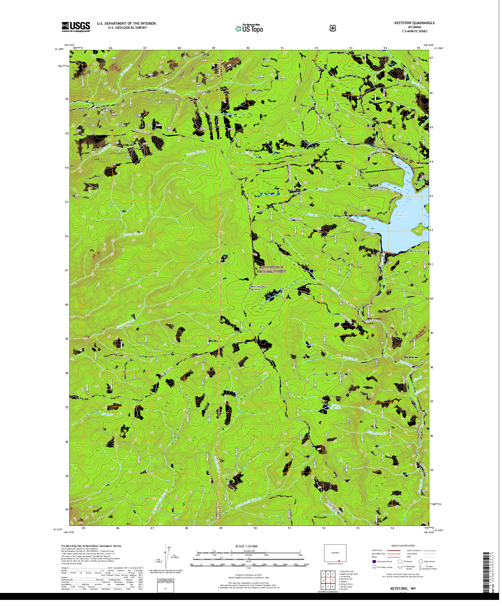 USGS US TOPO 7.5-MINUTE MAP FOR KEYSTONE, WY 2017