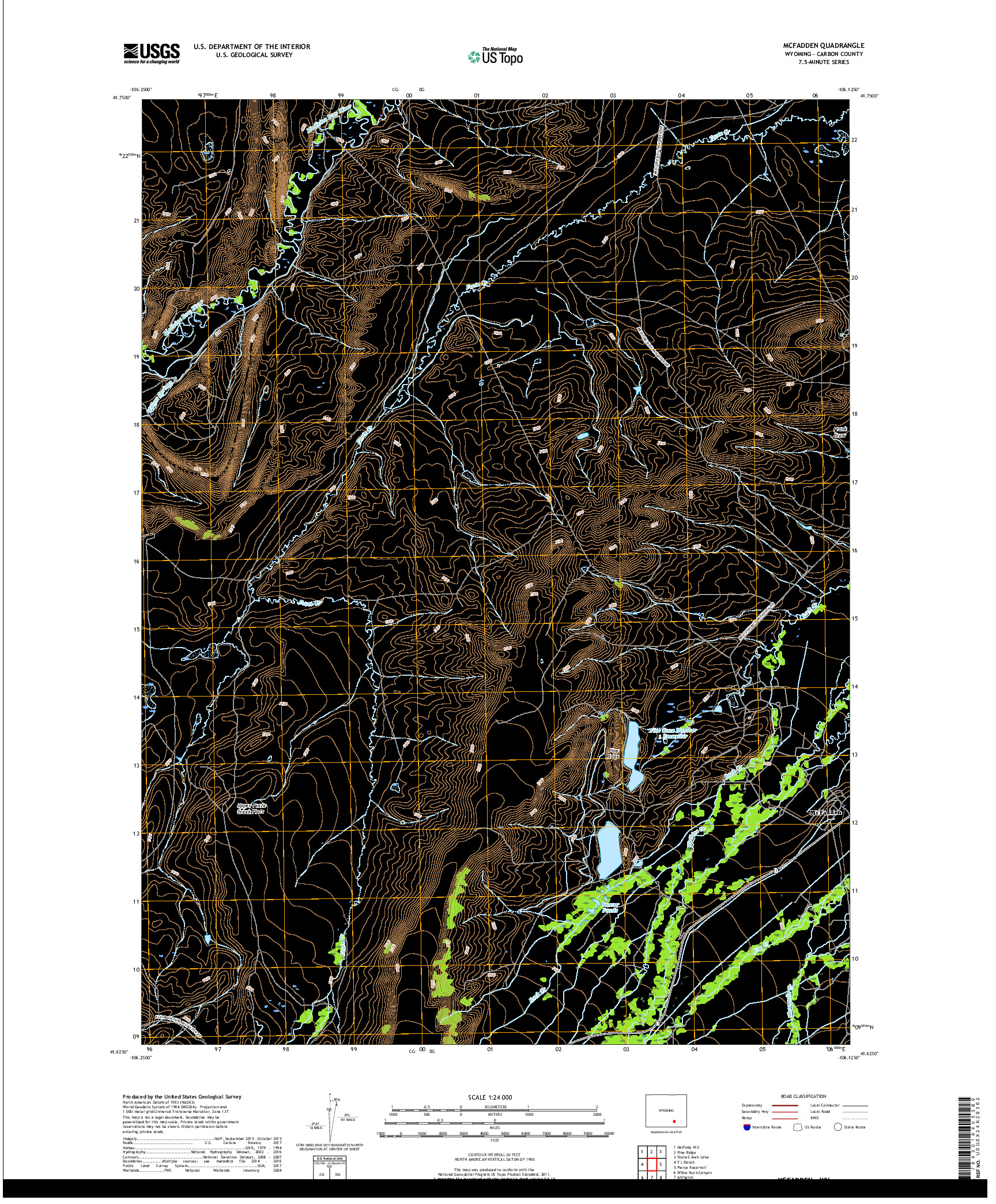 USGS US TOPO 7.5-MINUTE MAP FOR MCFADDEN, WY 2017