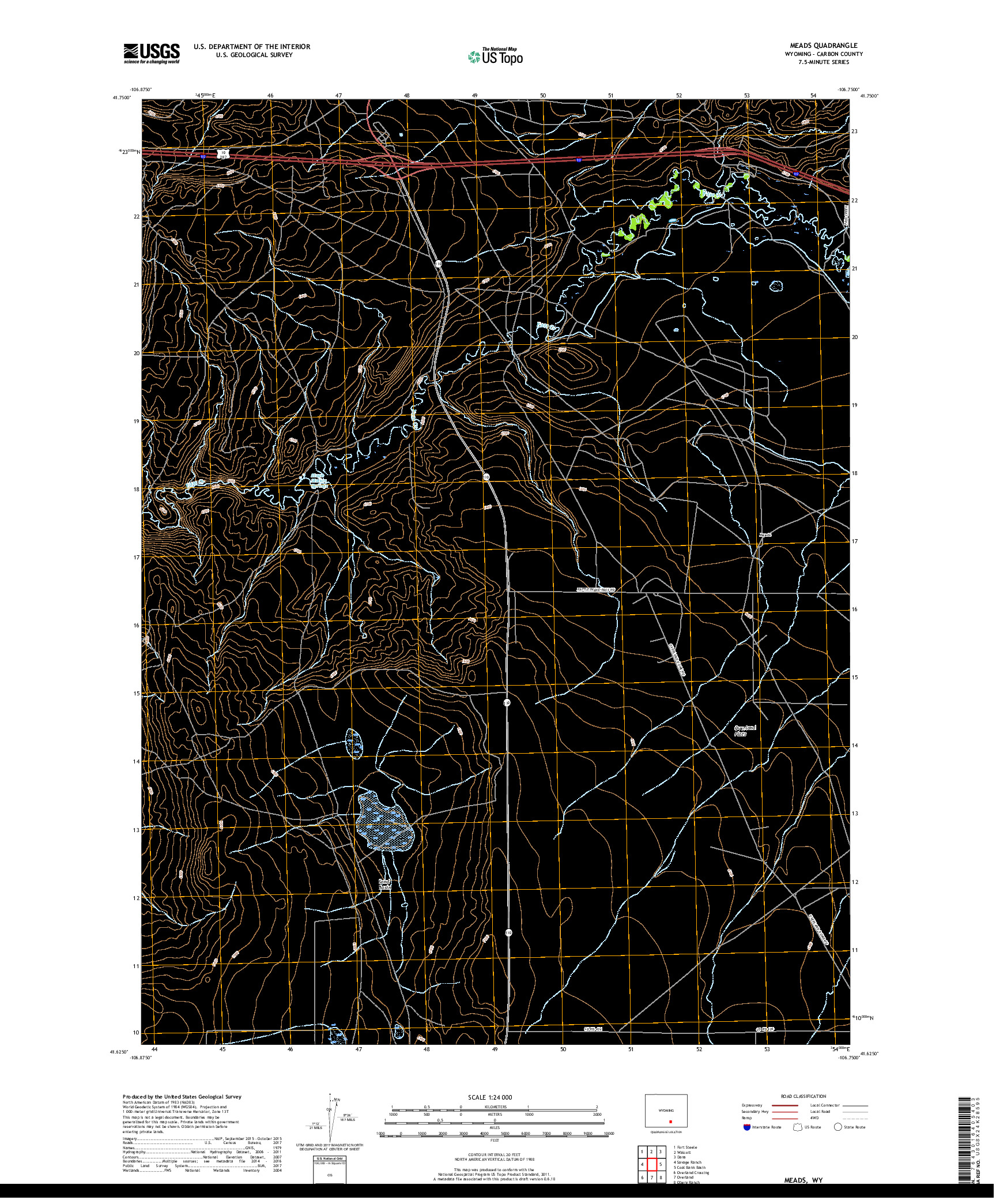 USGS US TOPO 7.5-MINUTE MAP FOR MEADS, WY 2017