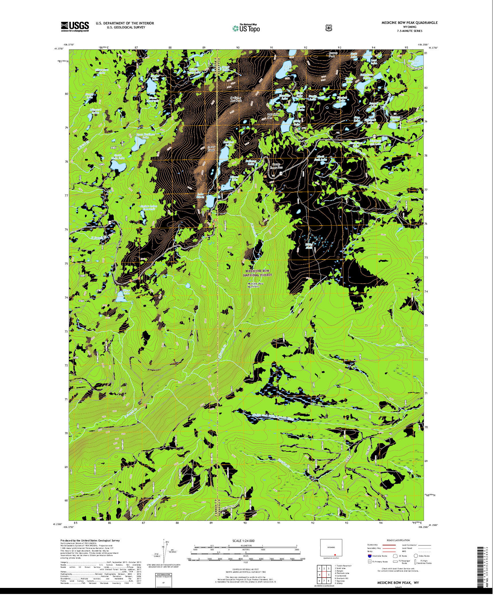 USGS US TOPO 7.5-MINUTE MAP FOR MEDICINE BOW PEAK, WY 2017