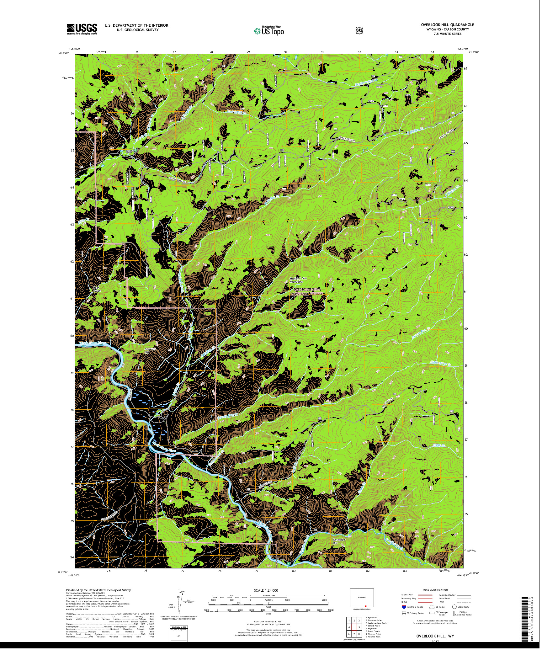 USGS US TOPO 7.5-MINUTE MAP FOR OVERLOOK HILL, WY 2017