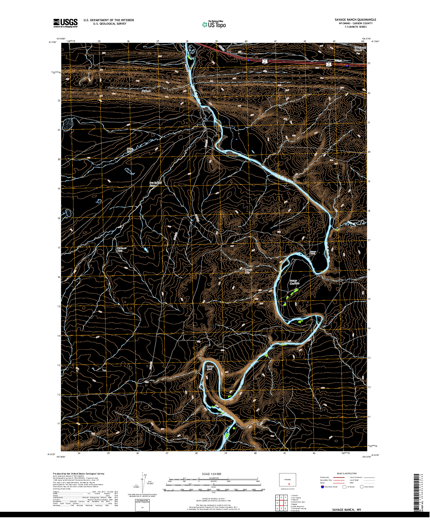 USGS US TOPO 7.5-MINUTE MAP FOR SAVAGE RANCH, WY 2017