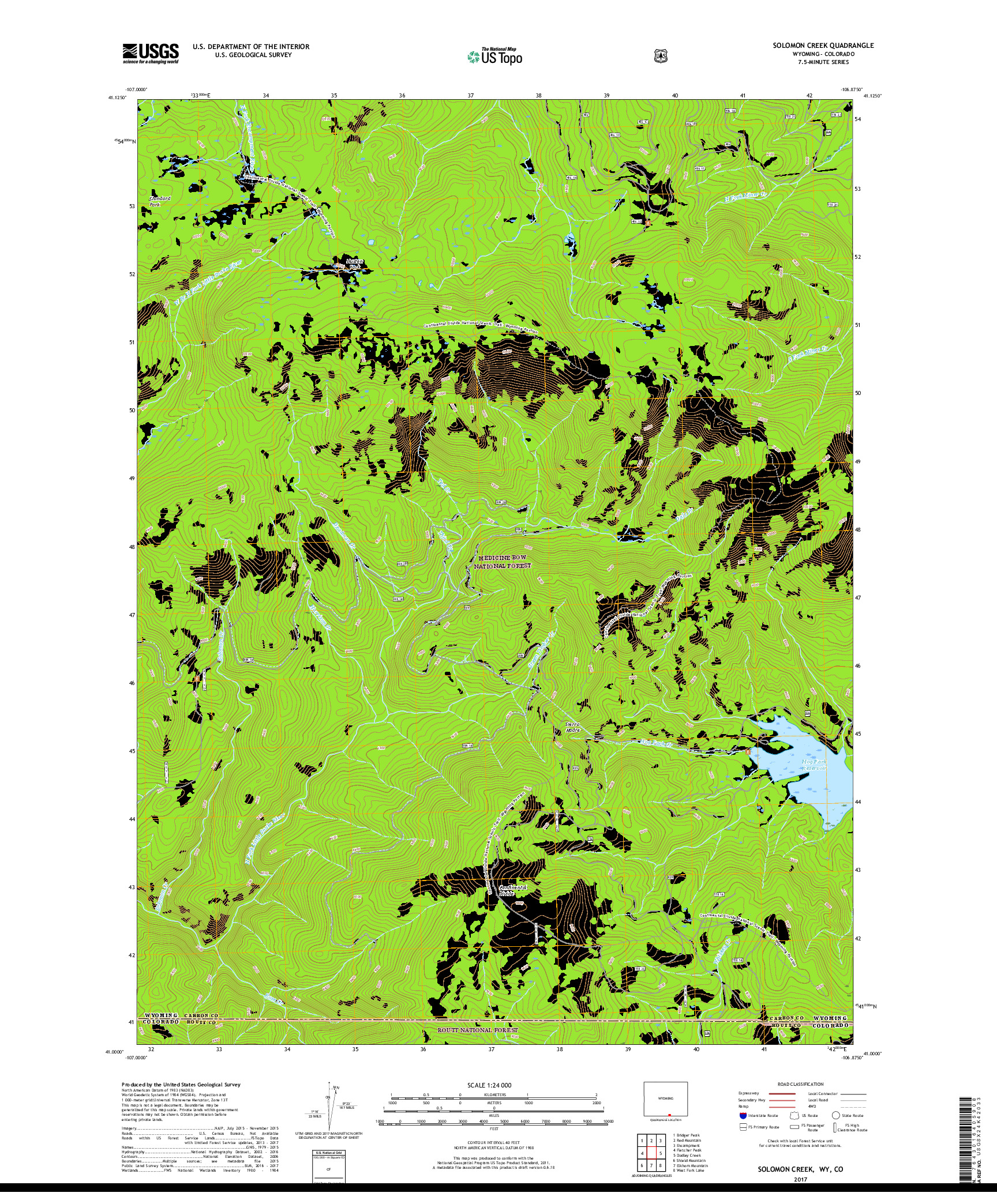 USGS US TOPO 7.5-MINUTE MAP FOR SOLOMON CREEK, WY,CO 2017