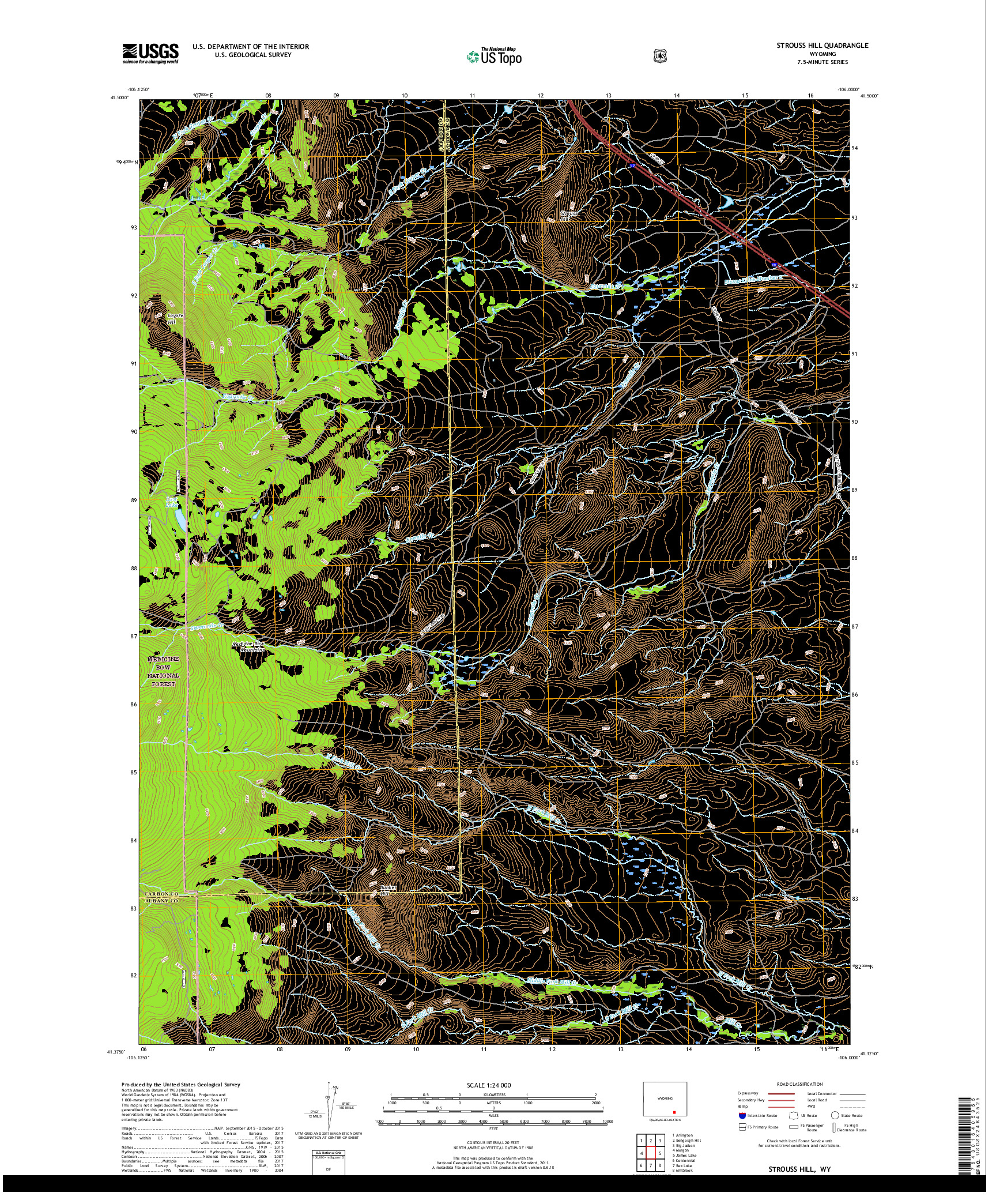 USGS US TOPO 7.5-MINUTE MAP FOR STROUSS HILL, WY 2017