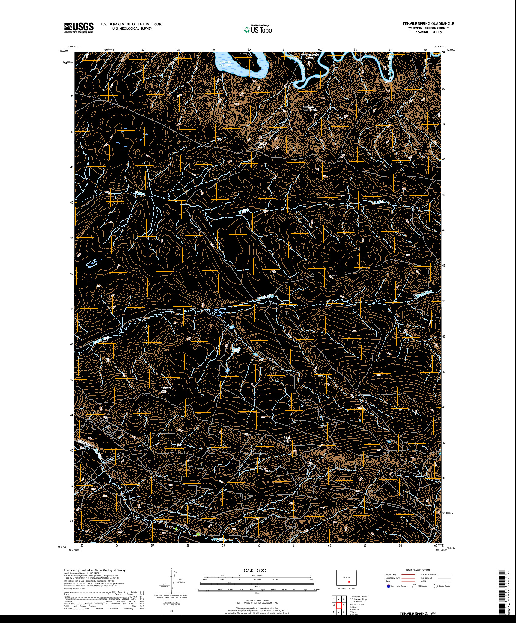 USGS US TOPO 7.5-MINUTE MAP FOR TENMILE SPRING, WY 2017