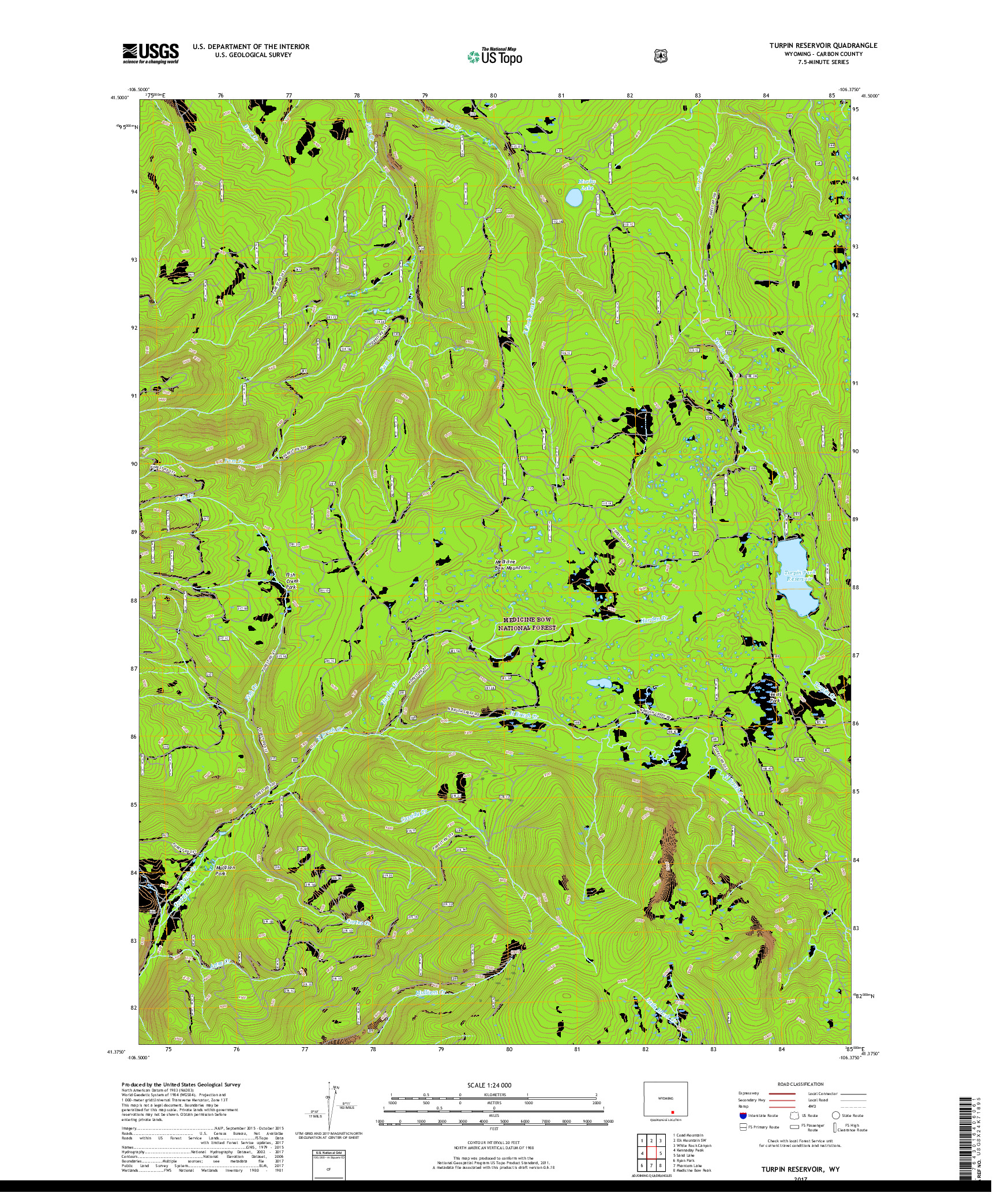 USGS US TOPO 7.5-MINUTE MAP FOR TURPIN RESERVOIR, WY 2017