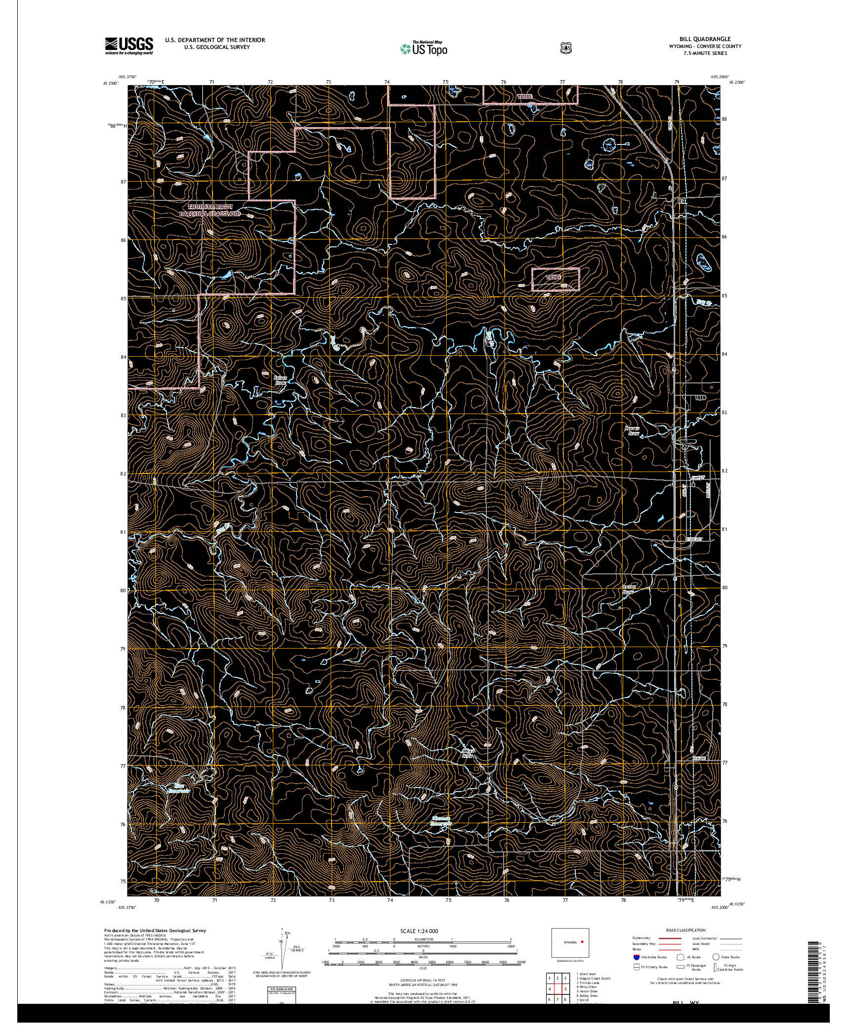 USGS US TOPO 7.5-MINUTE MAP FOR BILL, WY 2017