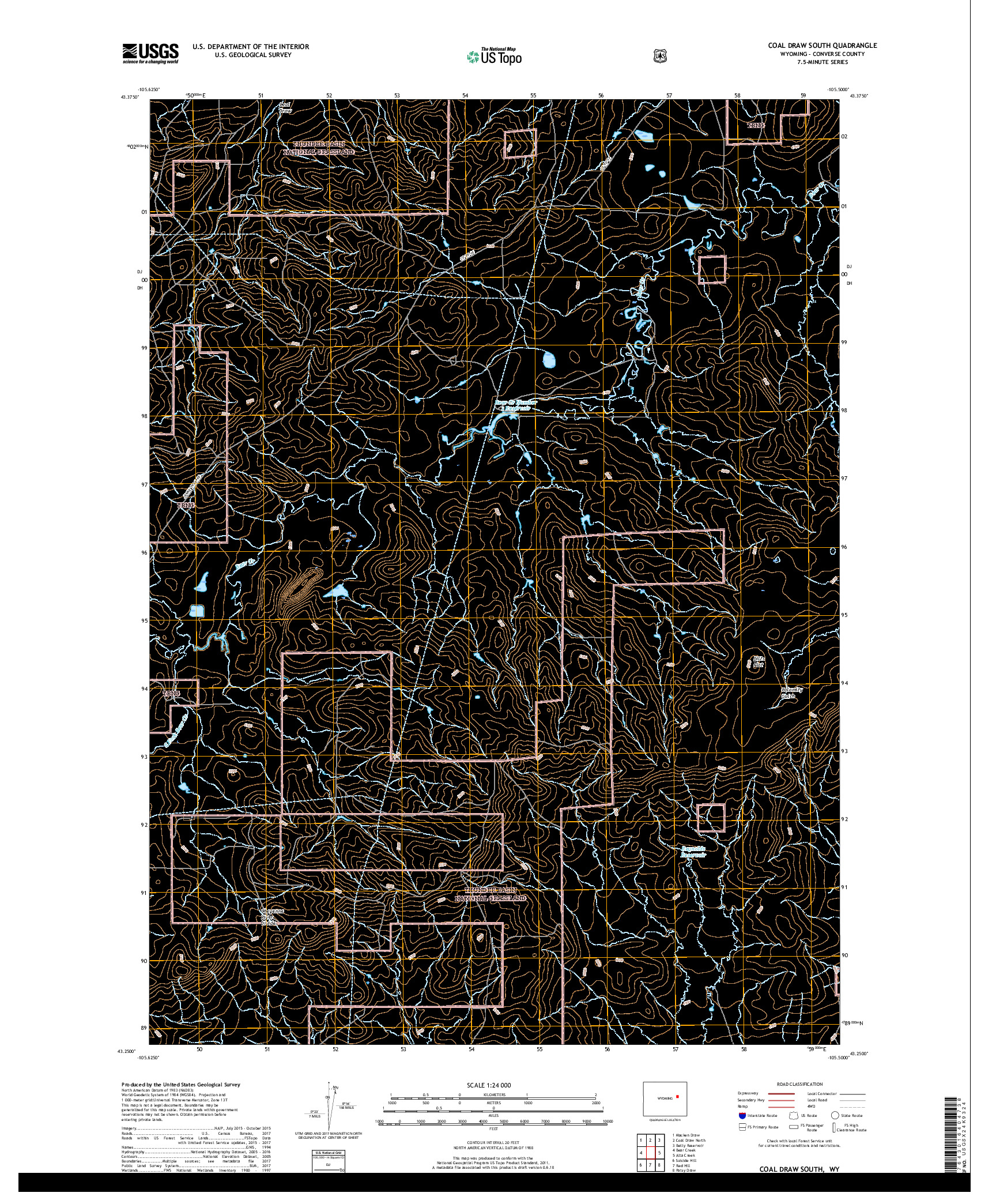USGS US TOPO 7.5-MINUTE MAP FOR COAL DRAW SOUTH, WY 2017