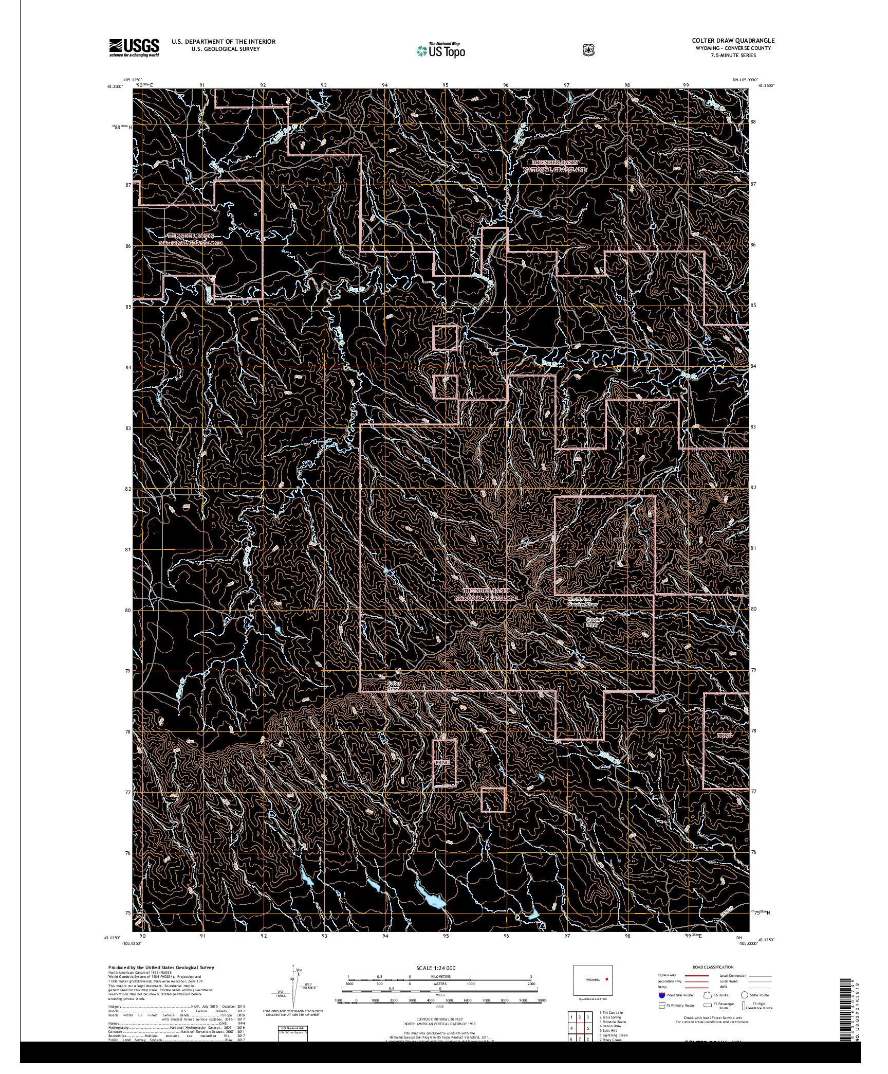 USGS US TOPO 7.5-MINUTE MAP FOR COLTER DRAW, WY 2017