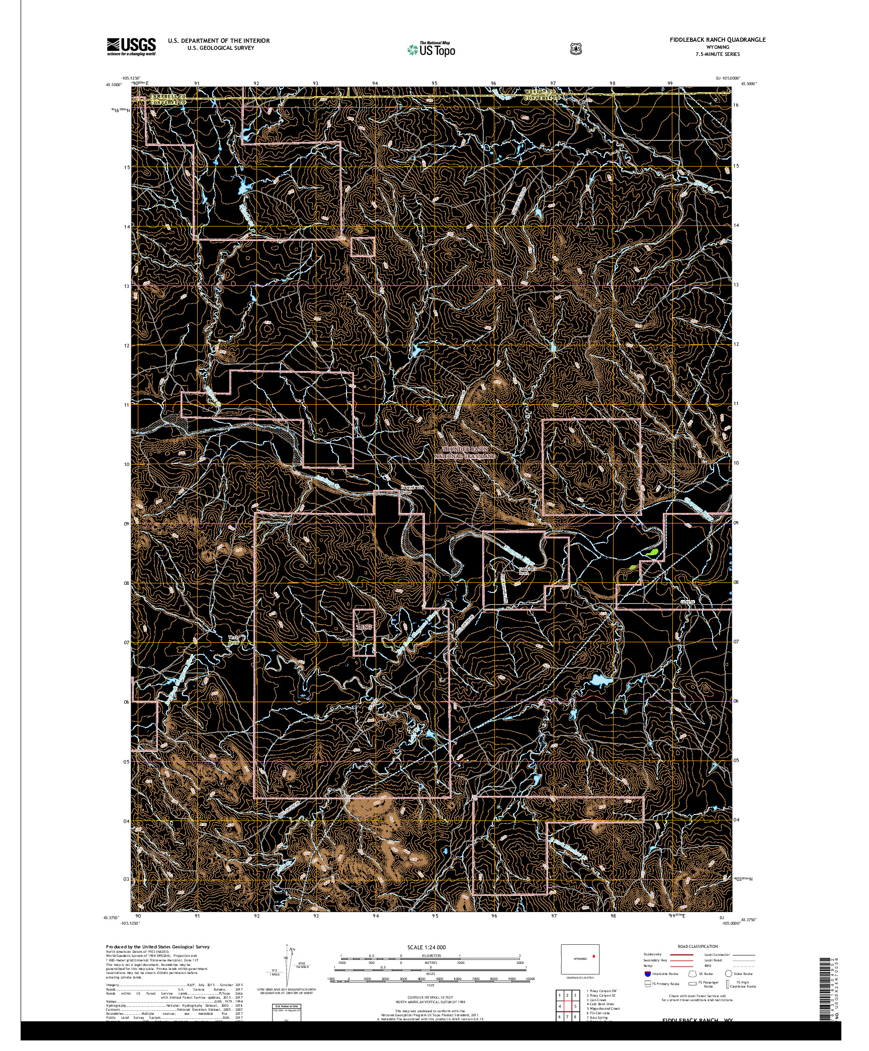 USGS US TOPO 7.5-MINUTE MAP FOR FIDDLEBACK RANCH, WY 2017