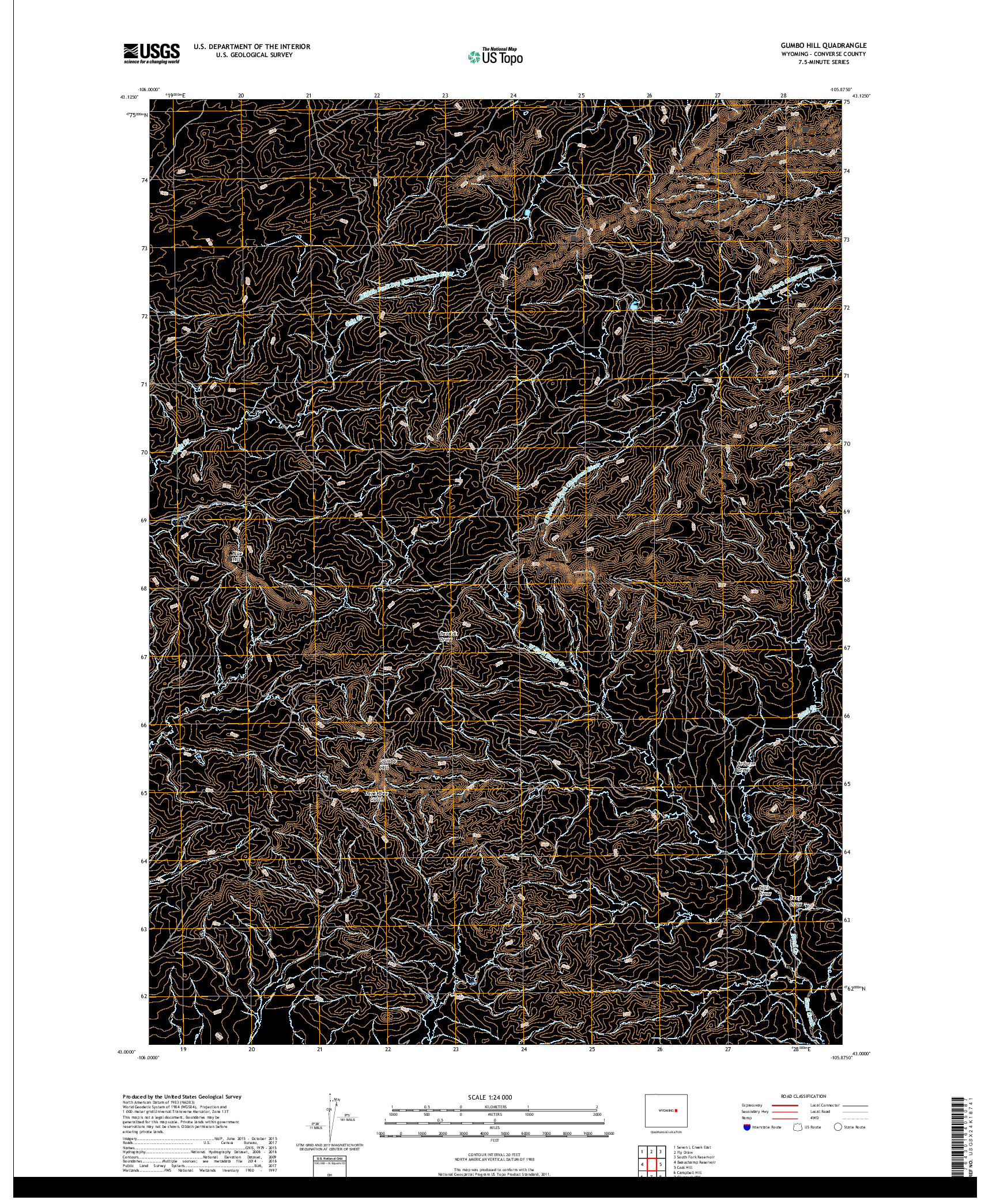 USGS US TOPO 7.5-MINUTE MAP FOR GUMBO HILL, WY 2017