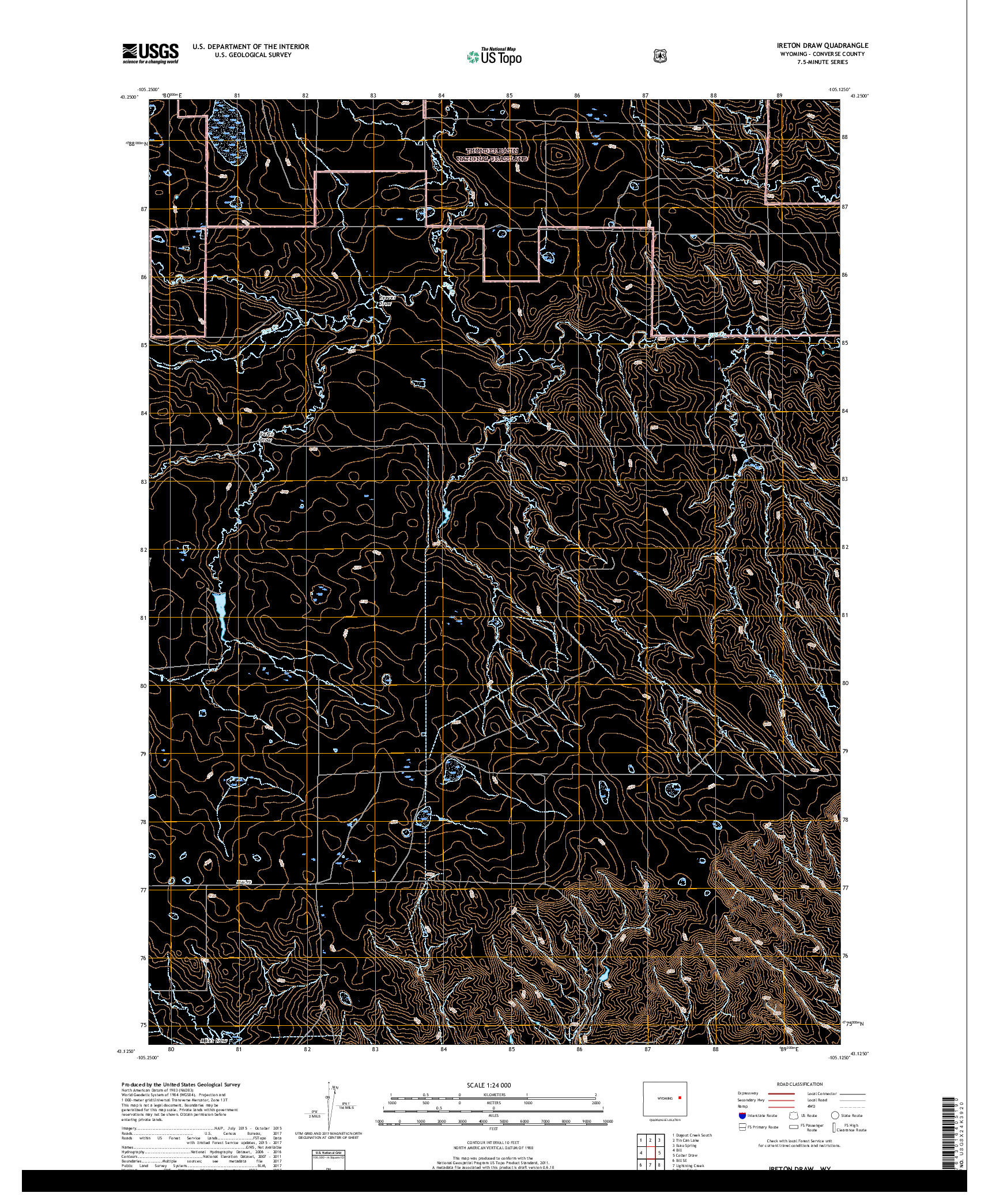 USGS US TOPO 7.5-MINUTE MAP FOR IRETON DRAW, WY 2017