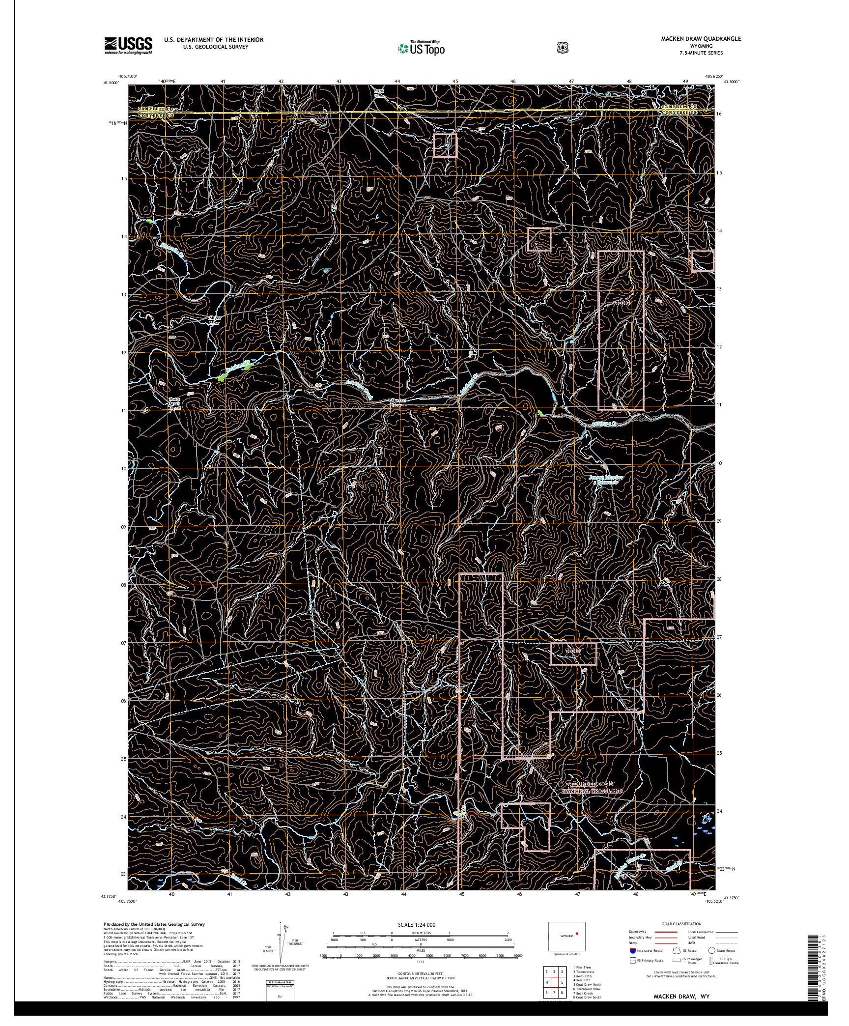 USGS US TOPO 7.5-MINUTE MAP FOR MACKEN DRAW, WY 2017