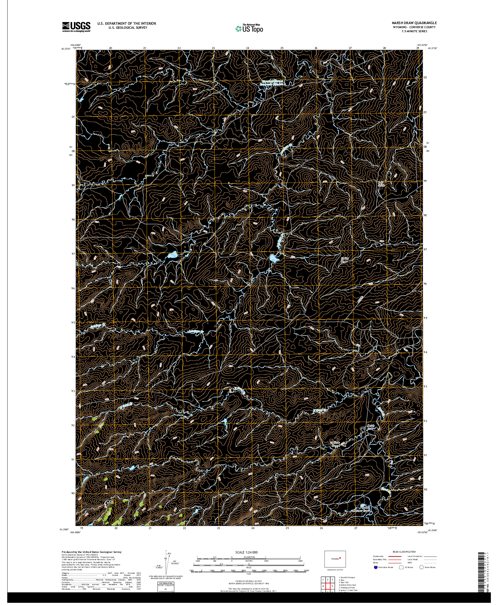 USGS US TOPO 7.5-MINUTE MAP FOR MARSH DRAW, WY 2017