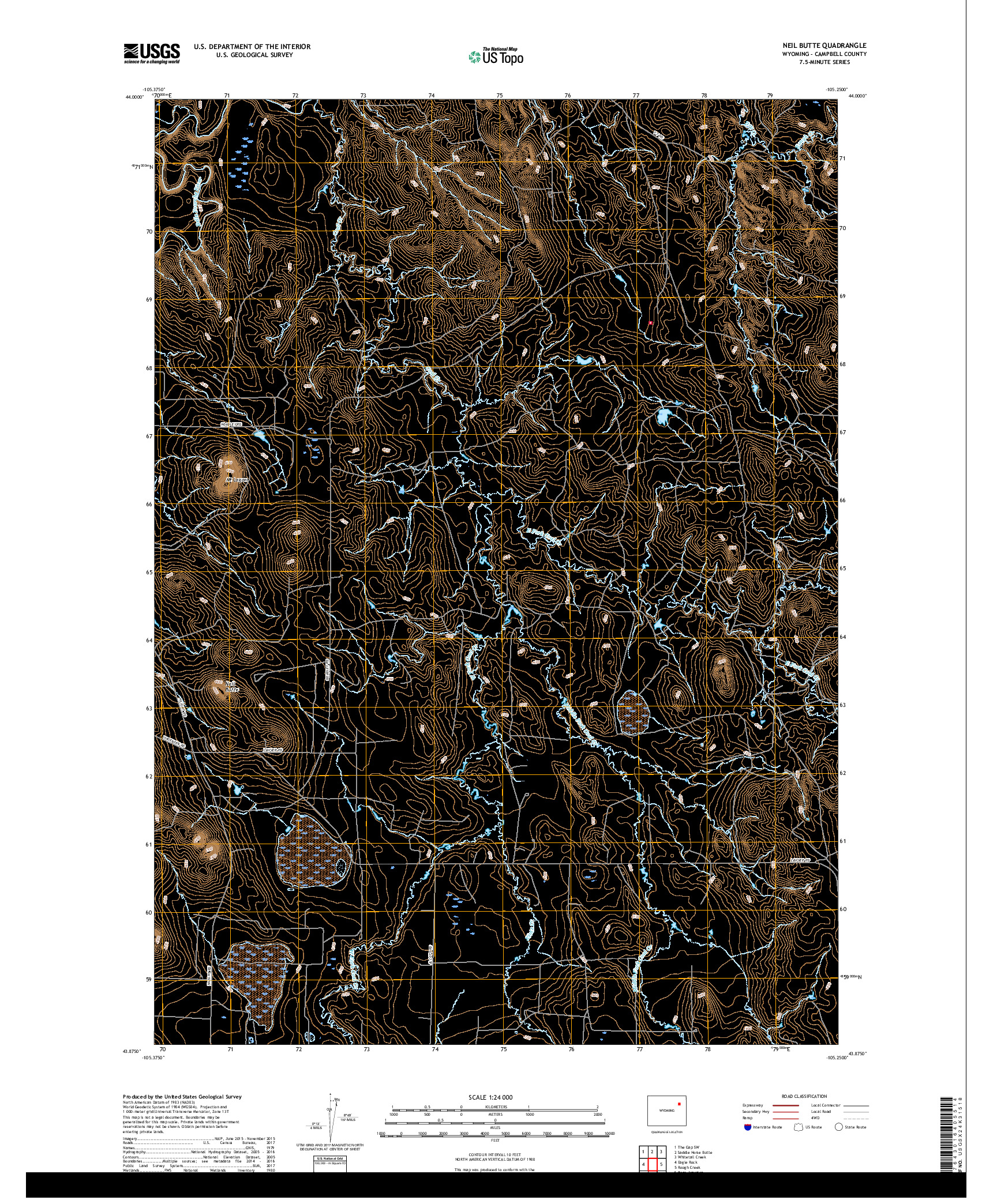 USGS US TOPO 7.5-MINUTE MAP FOR NEIL BUTTE, WY 2017