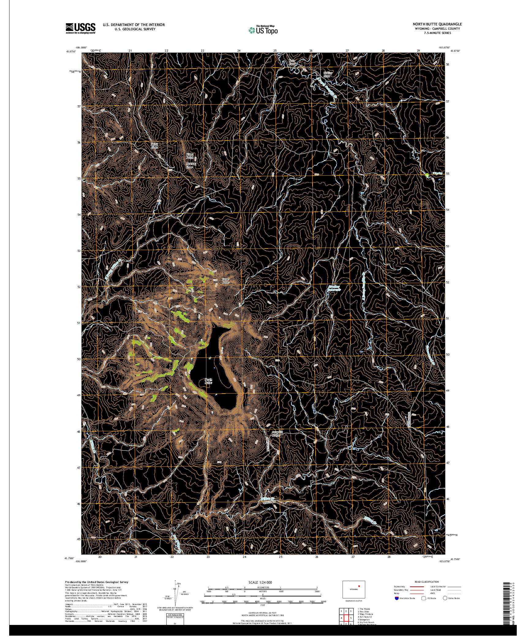 USGS US TOPO 7.5-MINUTE MAP FOR NORTH BUTTE, WY 2017