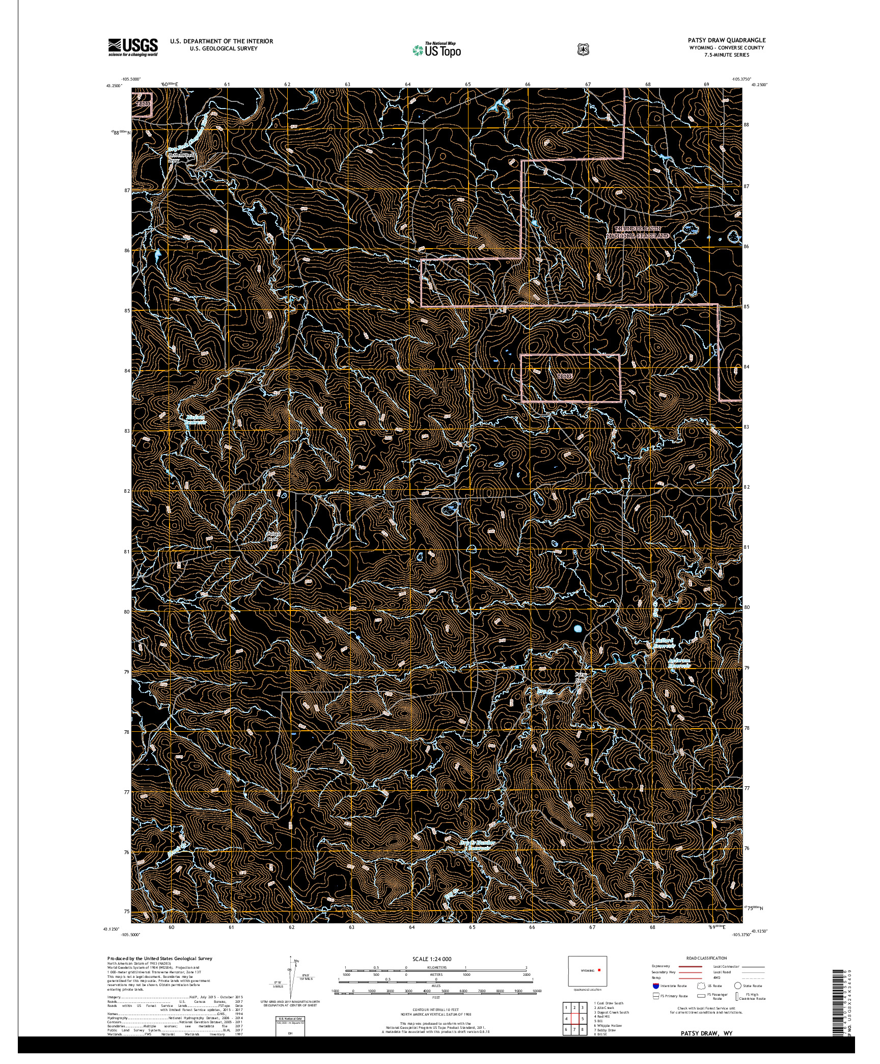 USGS US TOPO 7.5-MINUTE MAP FOR PATSY DRAW, WY 2017