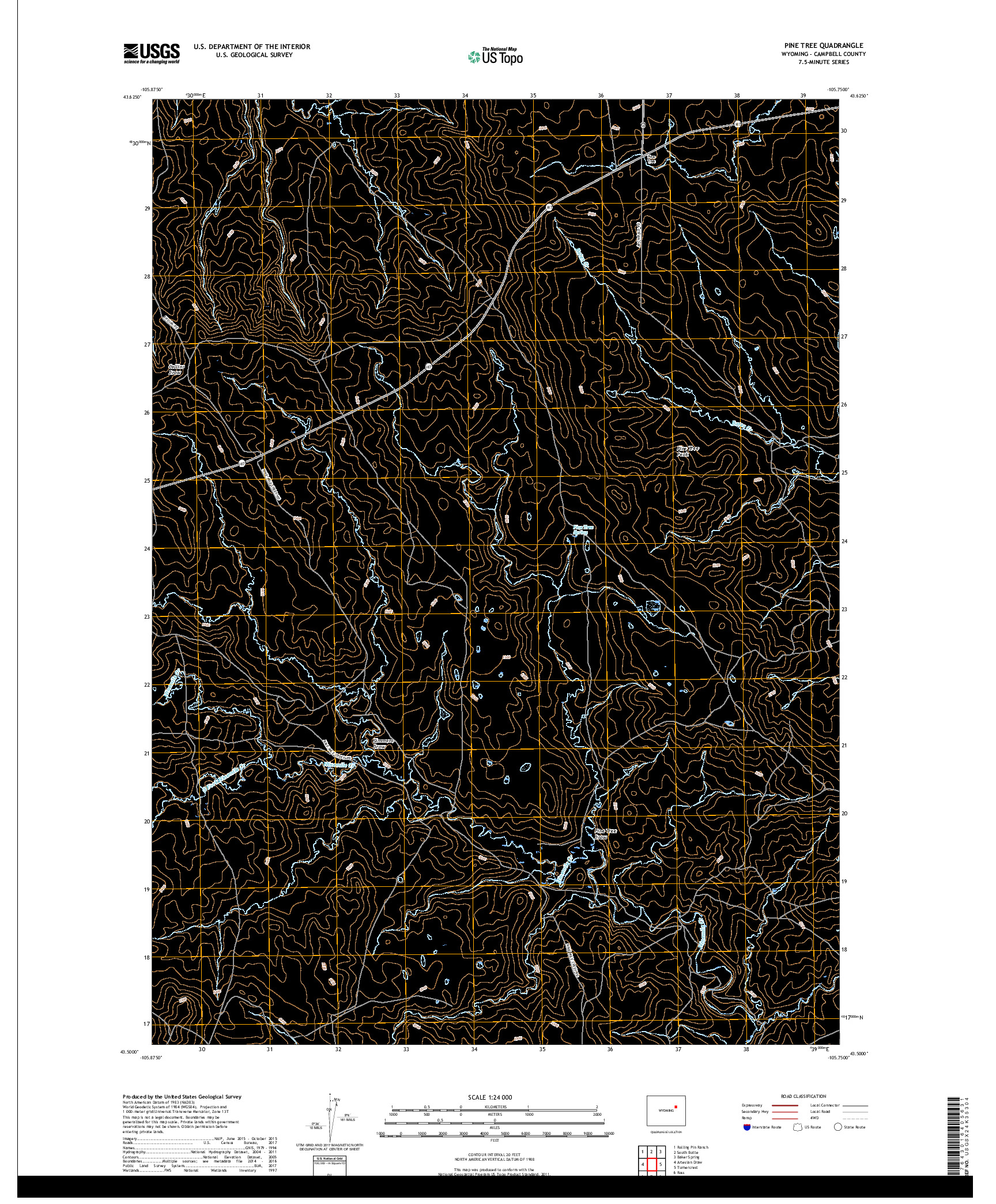 USGS US TOPO 7.5-MINUTE MAP FOR PINE TREE, WY 2017