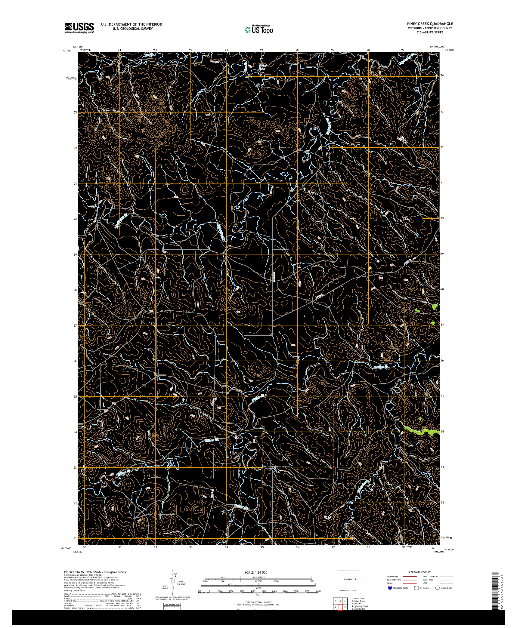 USGS US TOPO 7.5-MINUTE MAP FOR PINEY CREEK, WY 2017